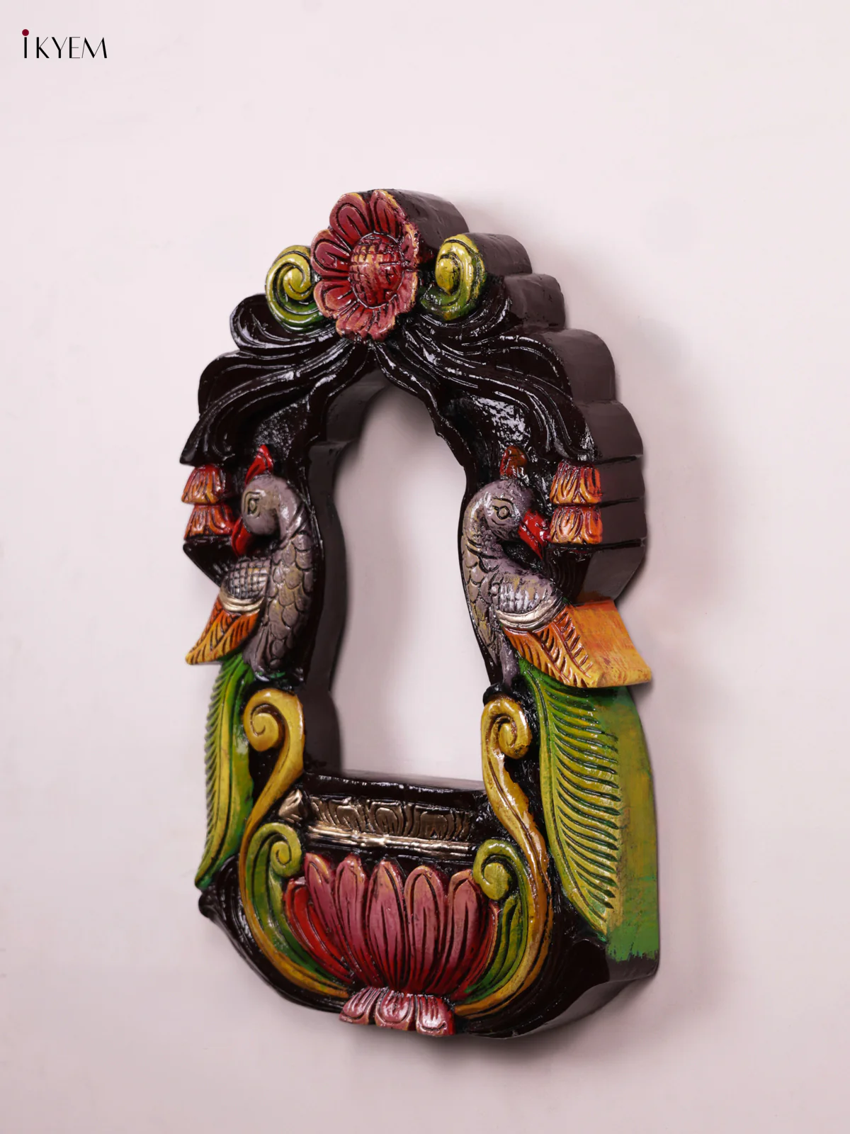 Wooden Hand Carved Painted - Parrot Mirror/Wall Frame - KEB0903 - Image 2