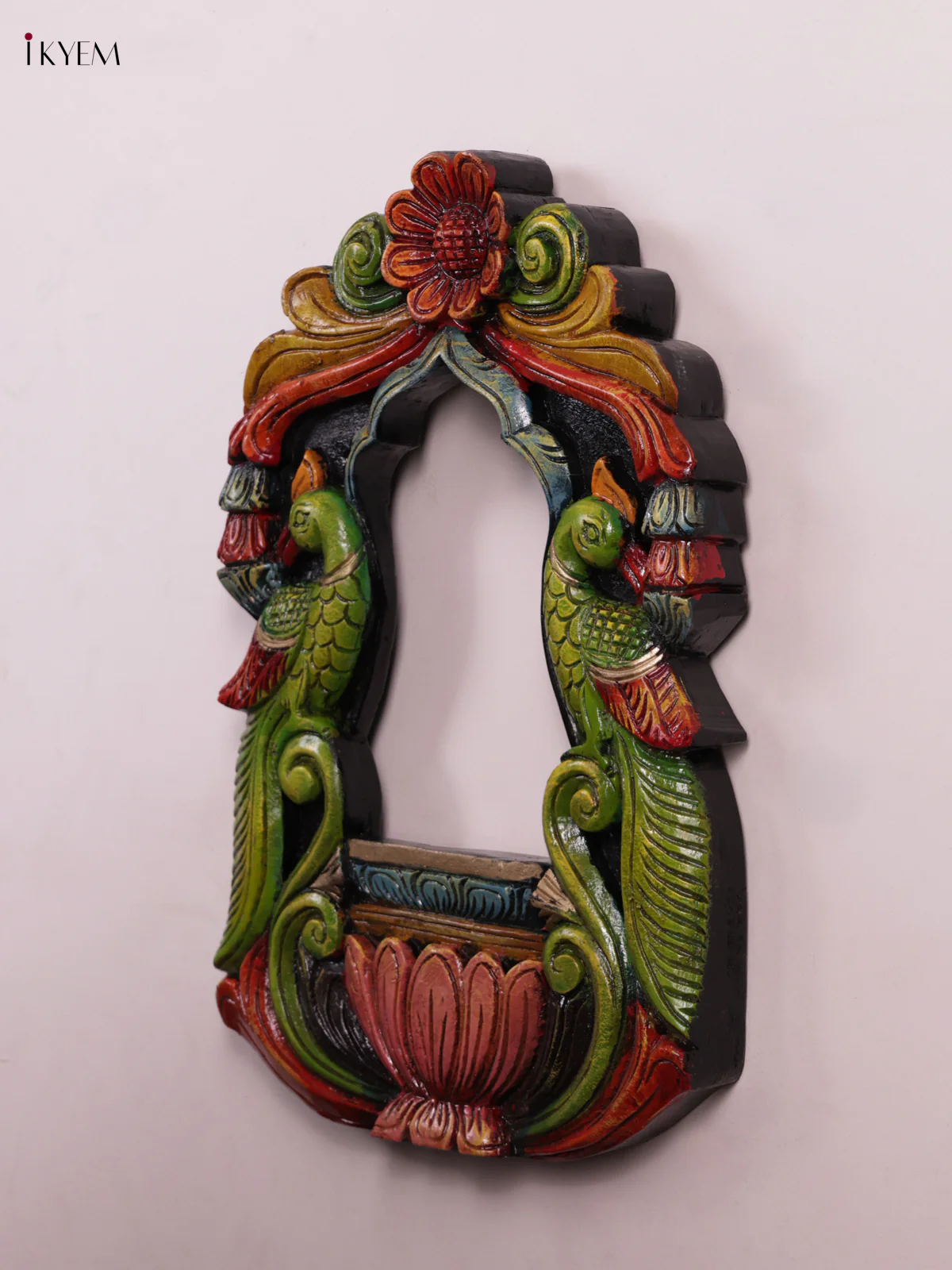 Wooden Hand Carved Painted - Parrot Mirror/Wall Frame - KEB0905 - Image 2