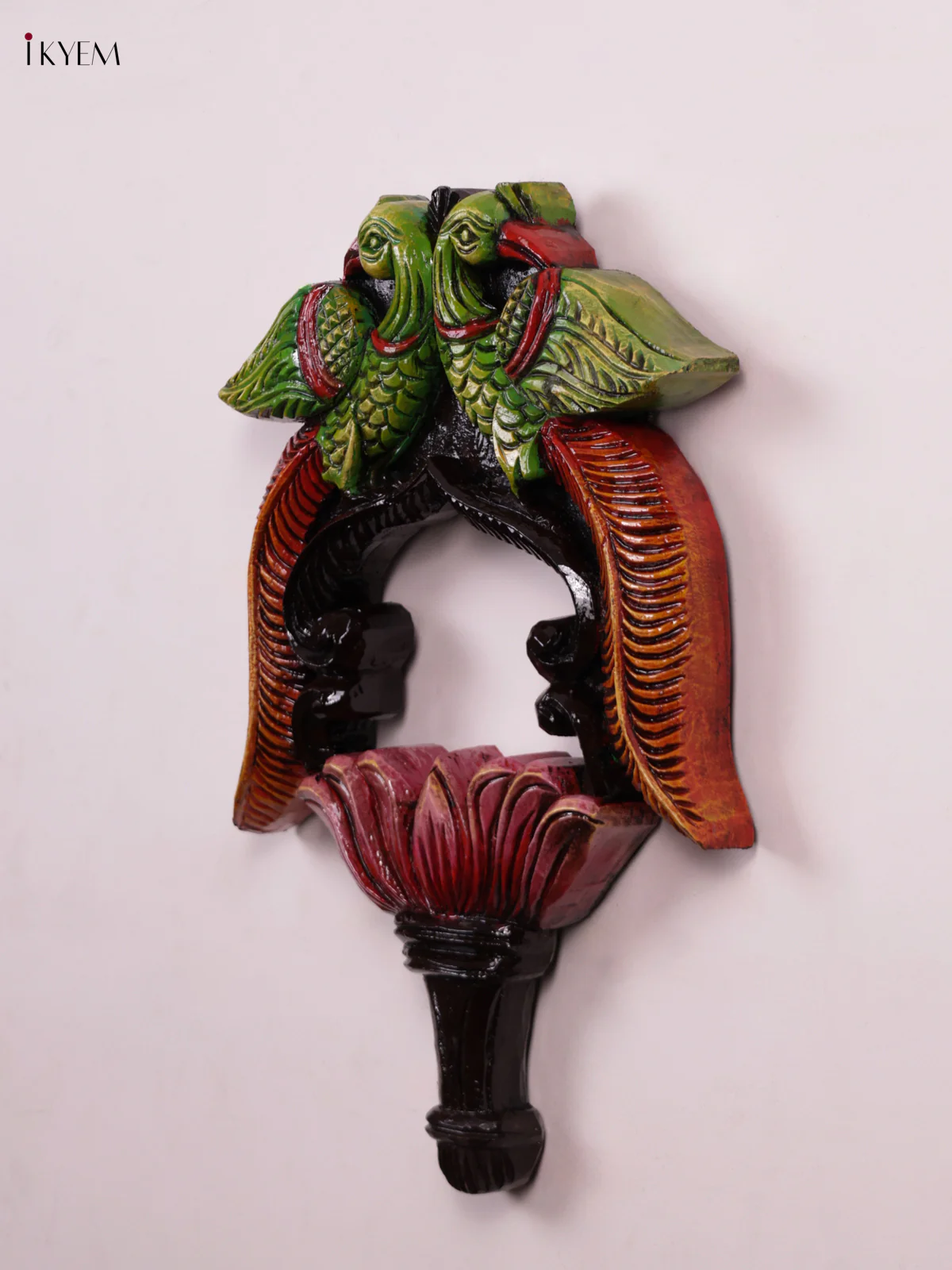 Wooden Hand Carved Painted - Parrot Mirror/Wall Frame - KEB0908 - Image 2