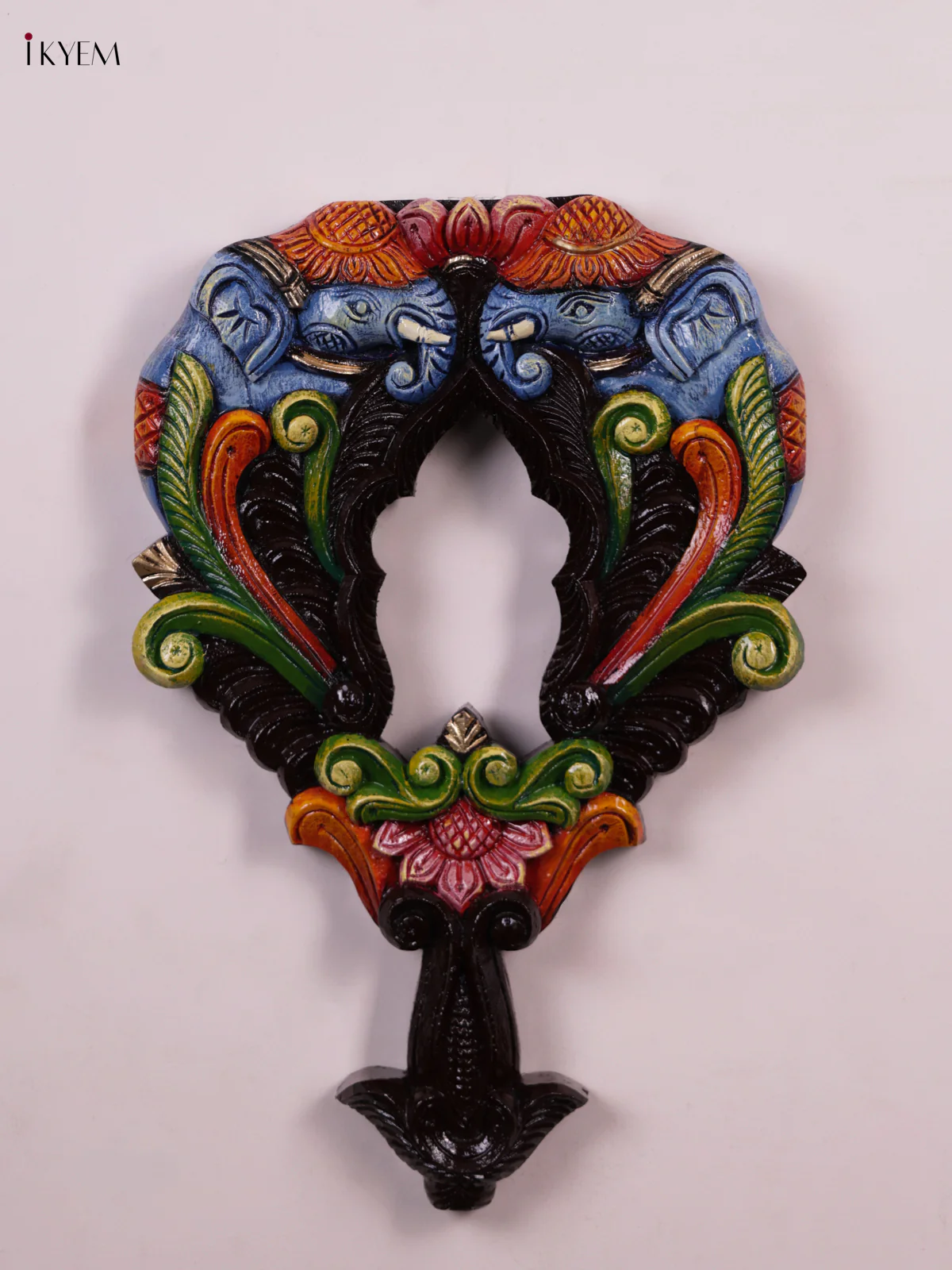 Wooden Hand Carved Painted - Elephant Mirror/Wall Frame - KEB0909