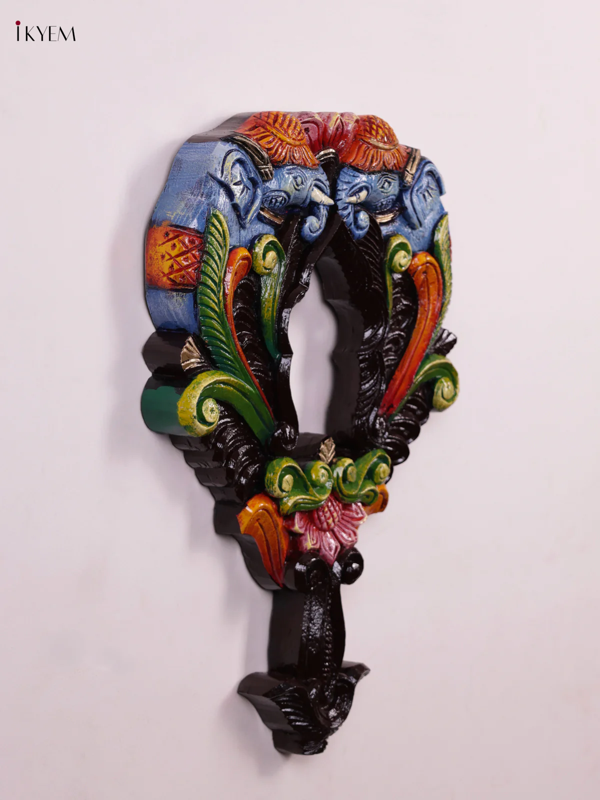Wooden Hand Carved Painted - Elephant Mirror/Wall Frame - KEB0909 - Image 2