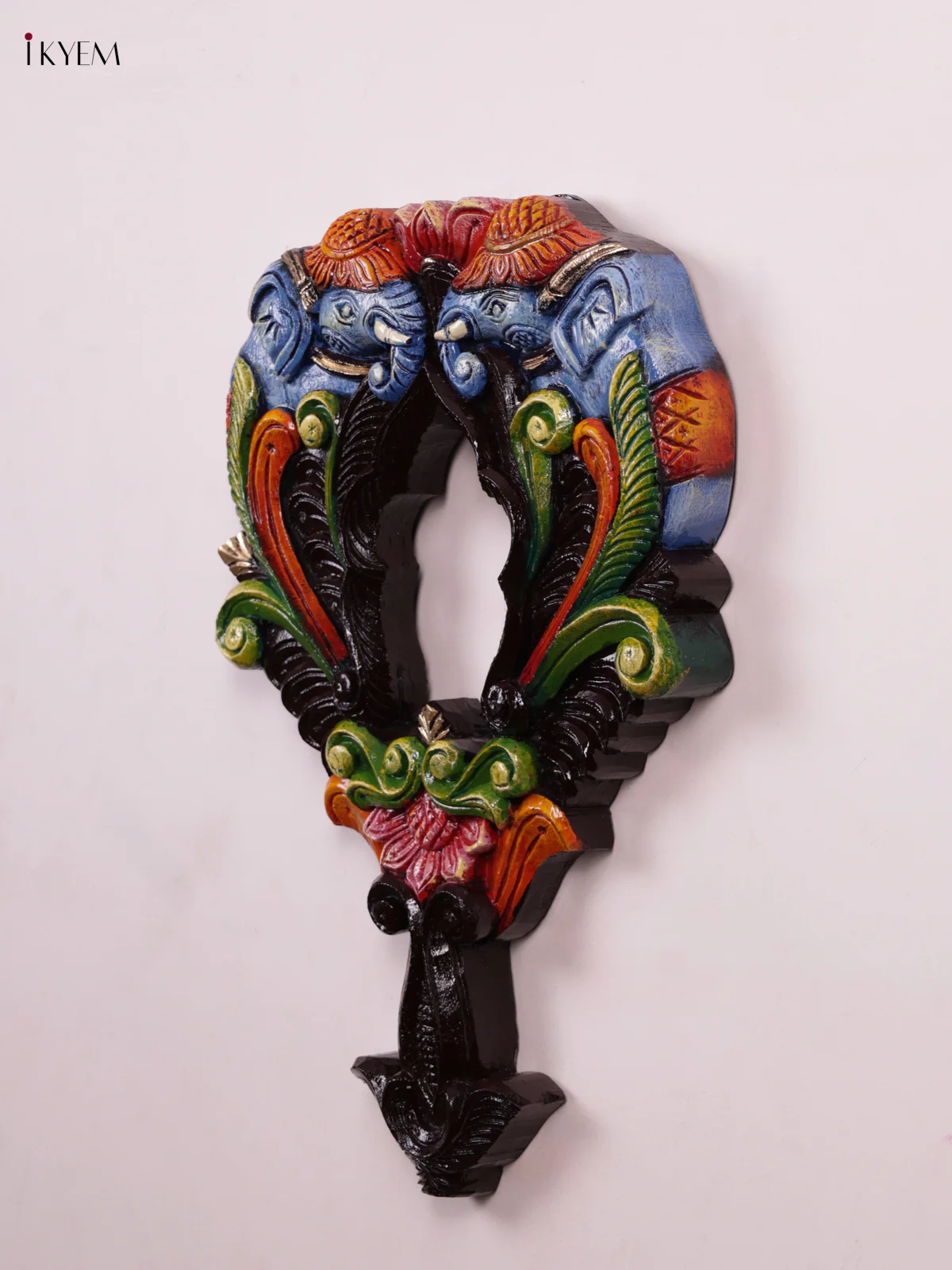 Wooden Hand Carved Painted - Elephant Mirror/Wall Frame - KEB0909 - Image 3