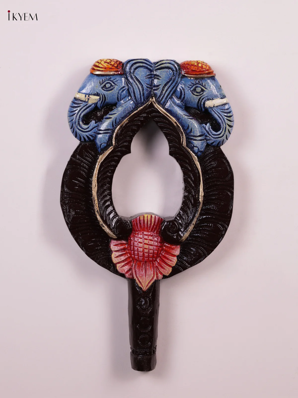 Wooden Hand Carved Painted - Elephant Mirror/Wall Frame - KEB0912