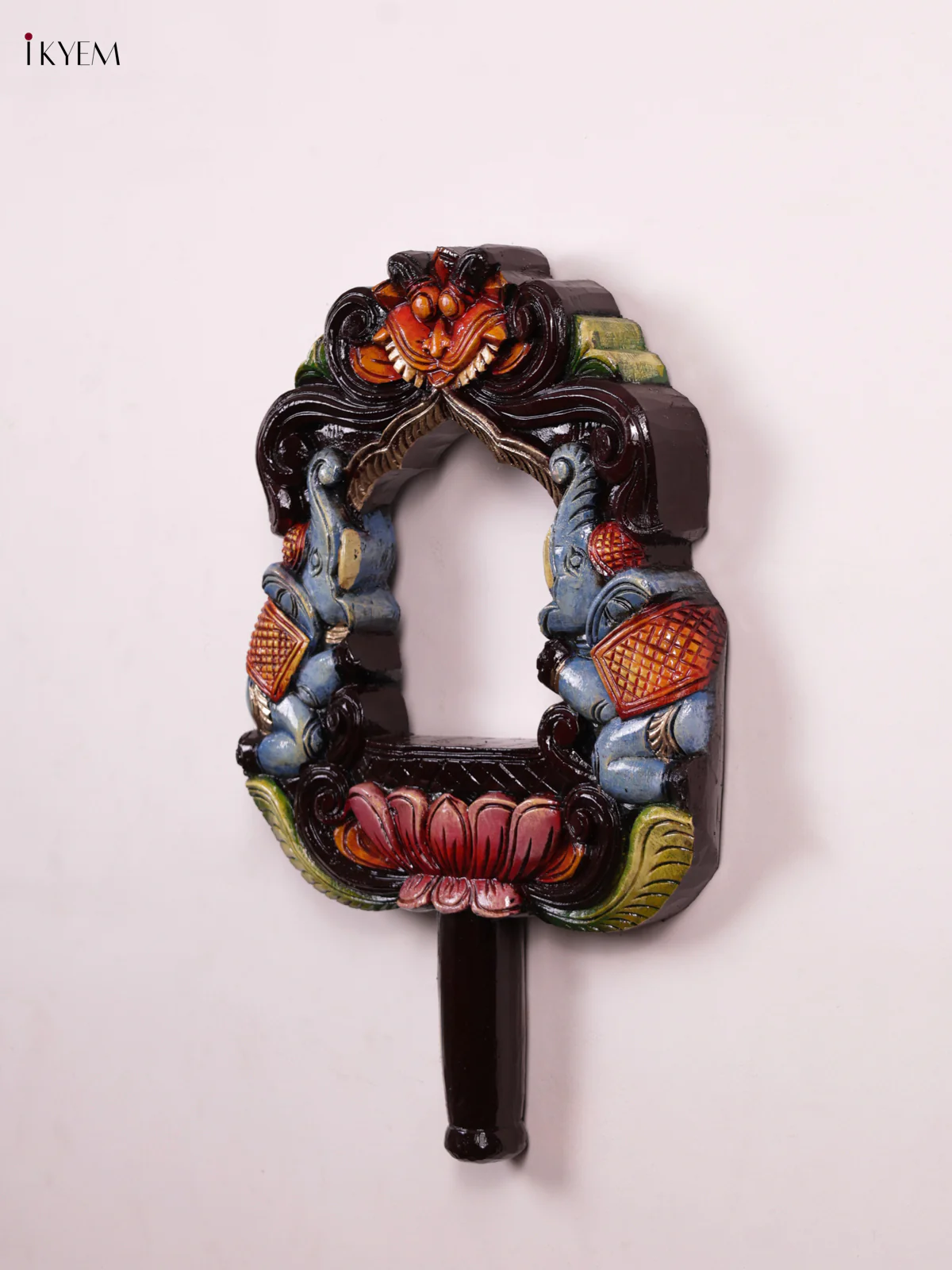 Wooden Hand Carved Painted - Elephant Mirror/Wall Frame - KEB0913 - Image 3