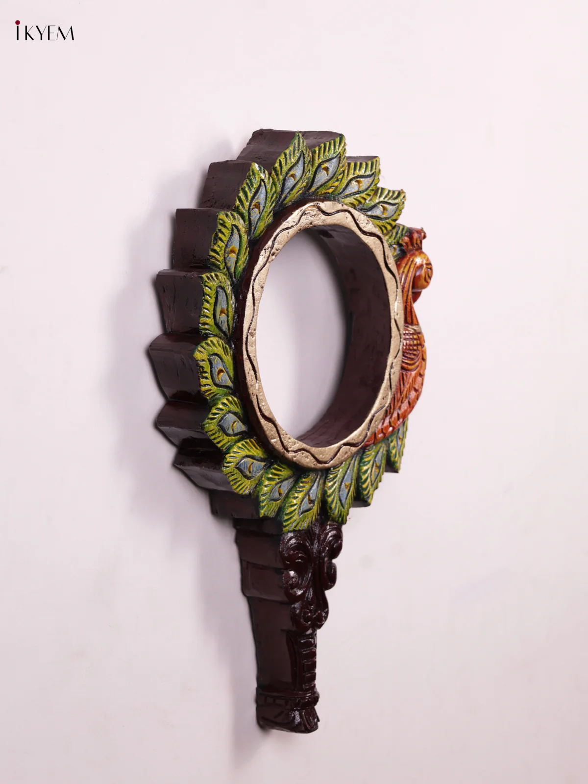 Wooden Hand Carved Painted - Peacock Mirror/Wall Frame - KEB0916 - Image 3