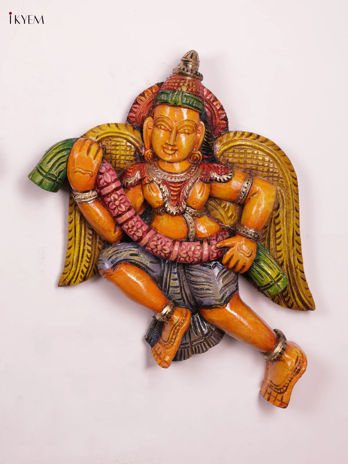 Wooden Hand carved Painted - Gandharvas Wall Panel - Set OF - 2 - KEB0917 - Image 3