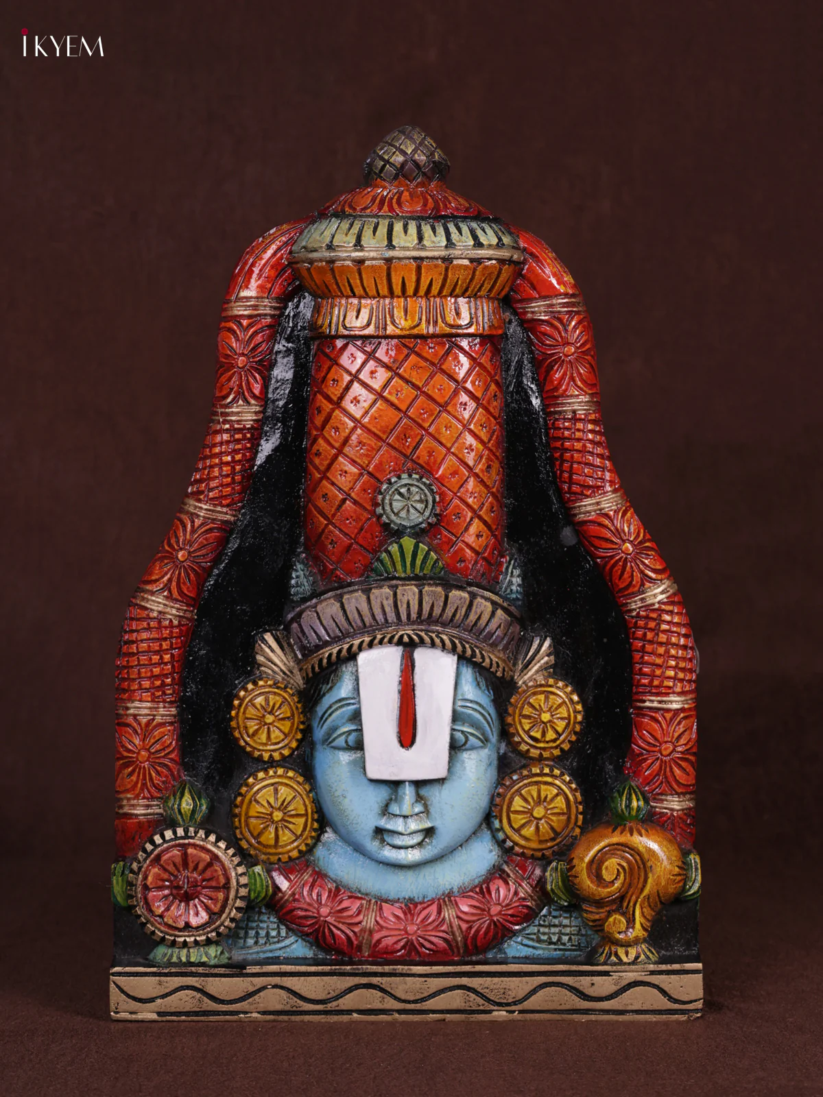 Wooden Hand Carved Painted - Balaji Head Wall panel - KEB0933