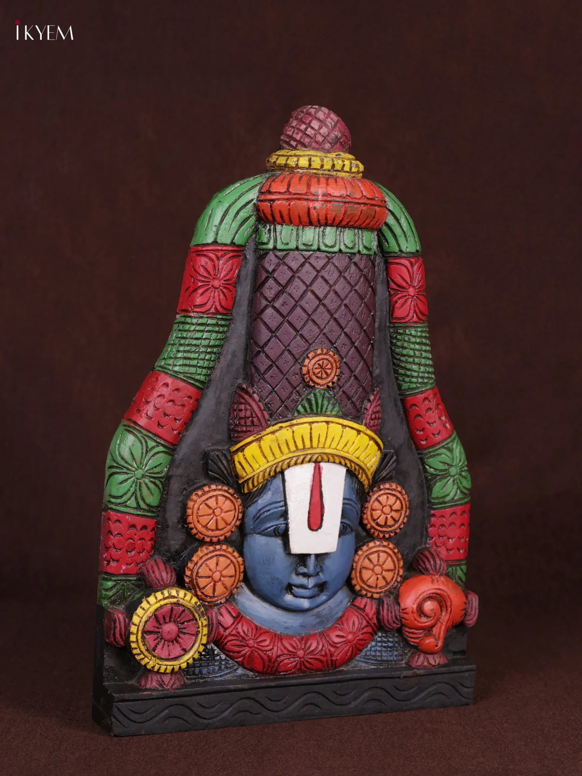 Wooden Hand Carved Painted - Balaji Head Wall panel - KEB0934 - Image 3