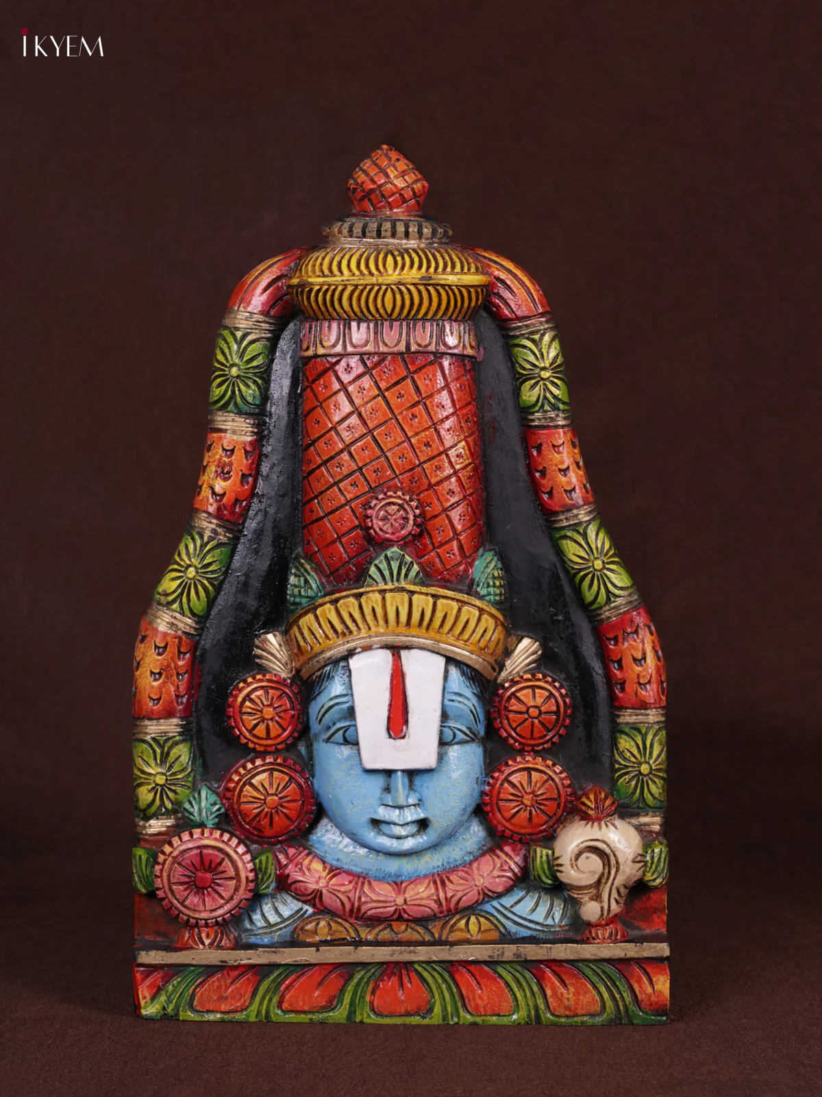 Wooden Hand Carved Painted - Balaji Head Wall panel - KEB0935