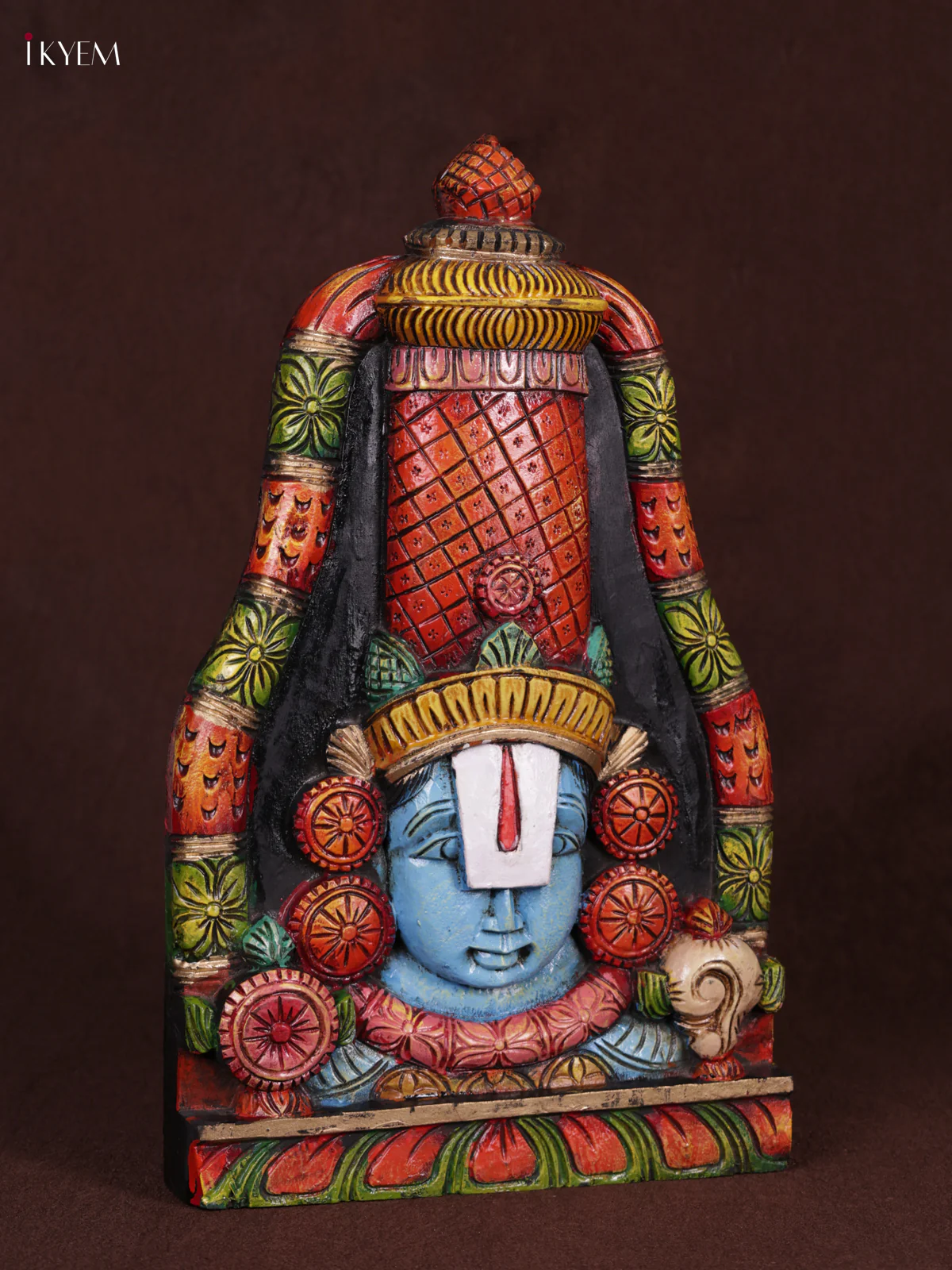 Wooden Hand Carved Painted - Balaji Head Wall panel - KEB0935 - Image 3