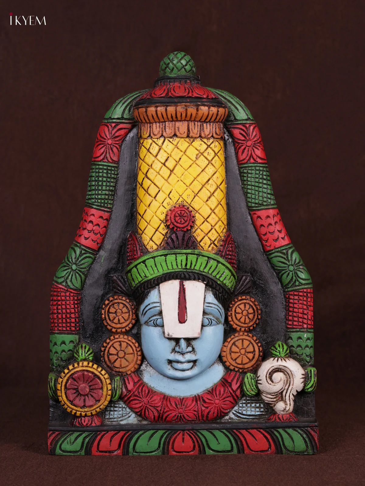 Wooden Hand Carved Painted - Balaji Head Wall panel - KEB0938