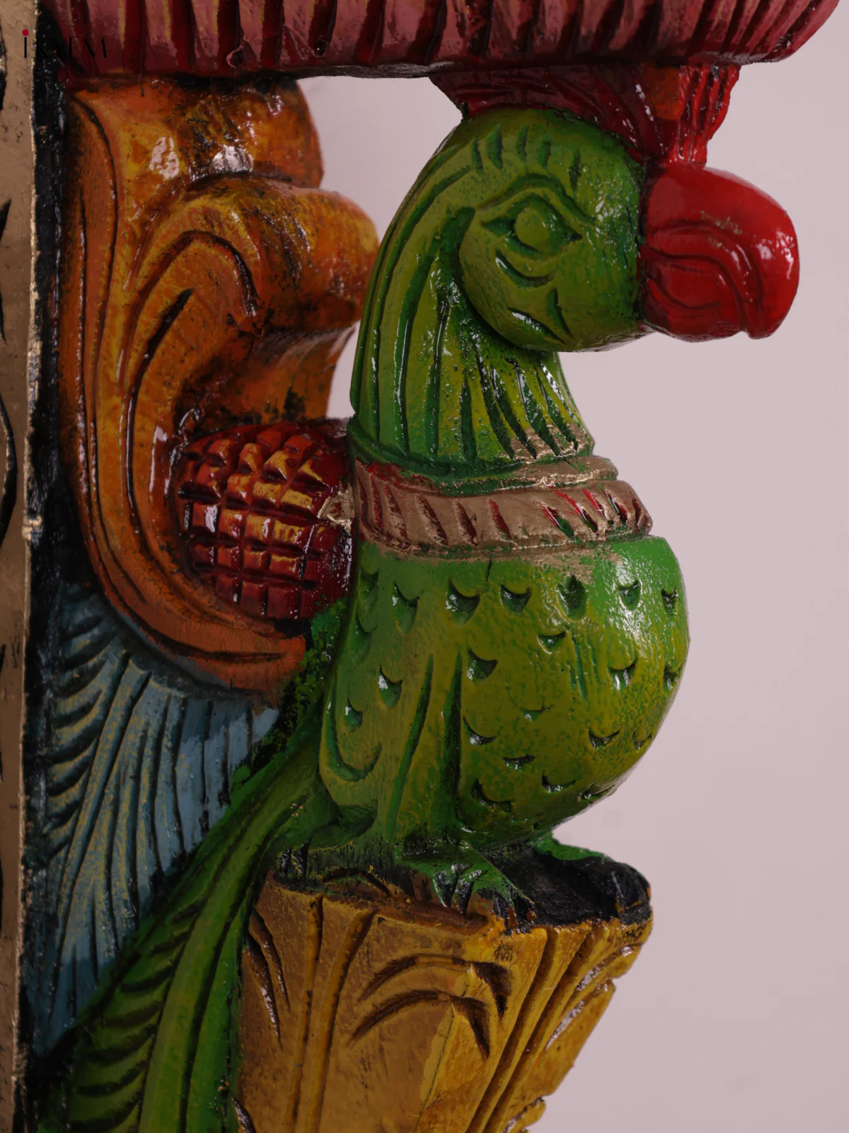 Wooden Hand Carved Painted - Parrot Wall Bracket - Set OF - 2 - Image 2