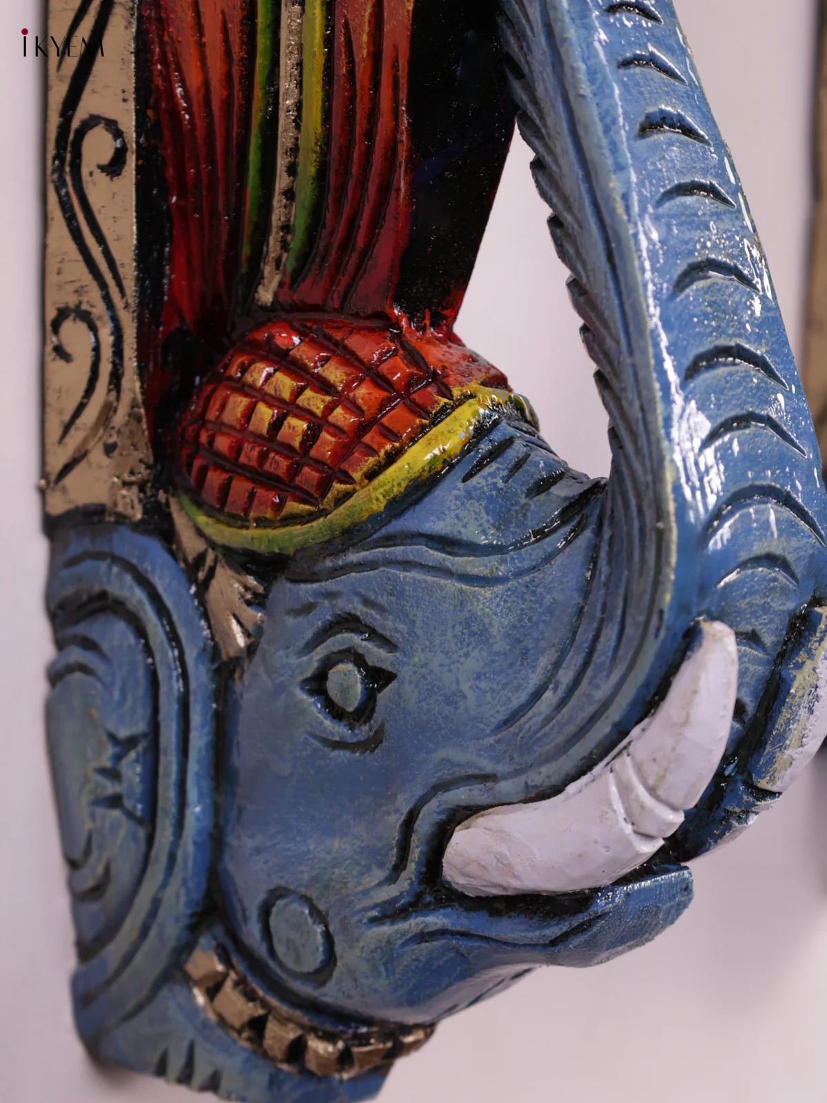 Wooden Hand Carved Painted - Elephant Wall Bracket - Set OF - 2 - KEB0948 - Image 2