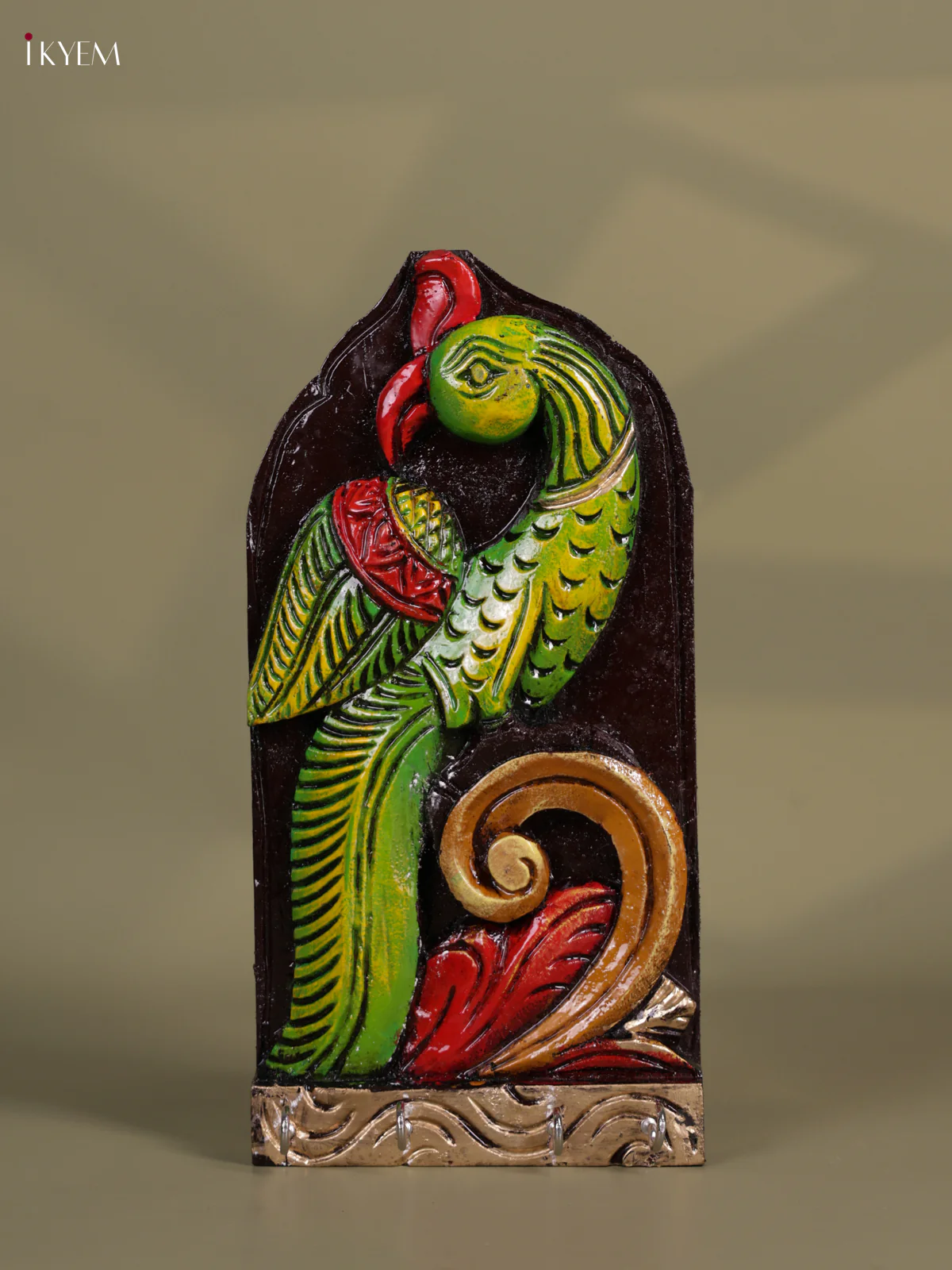 Wooden Hand carved Painted - Parrot Key Hanger - KEB0958