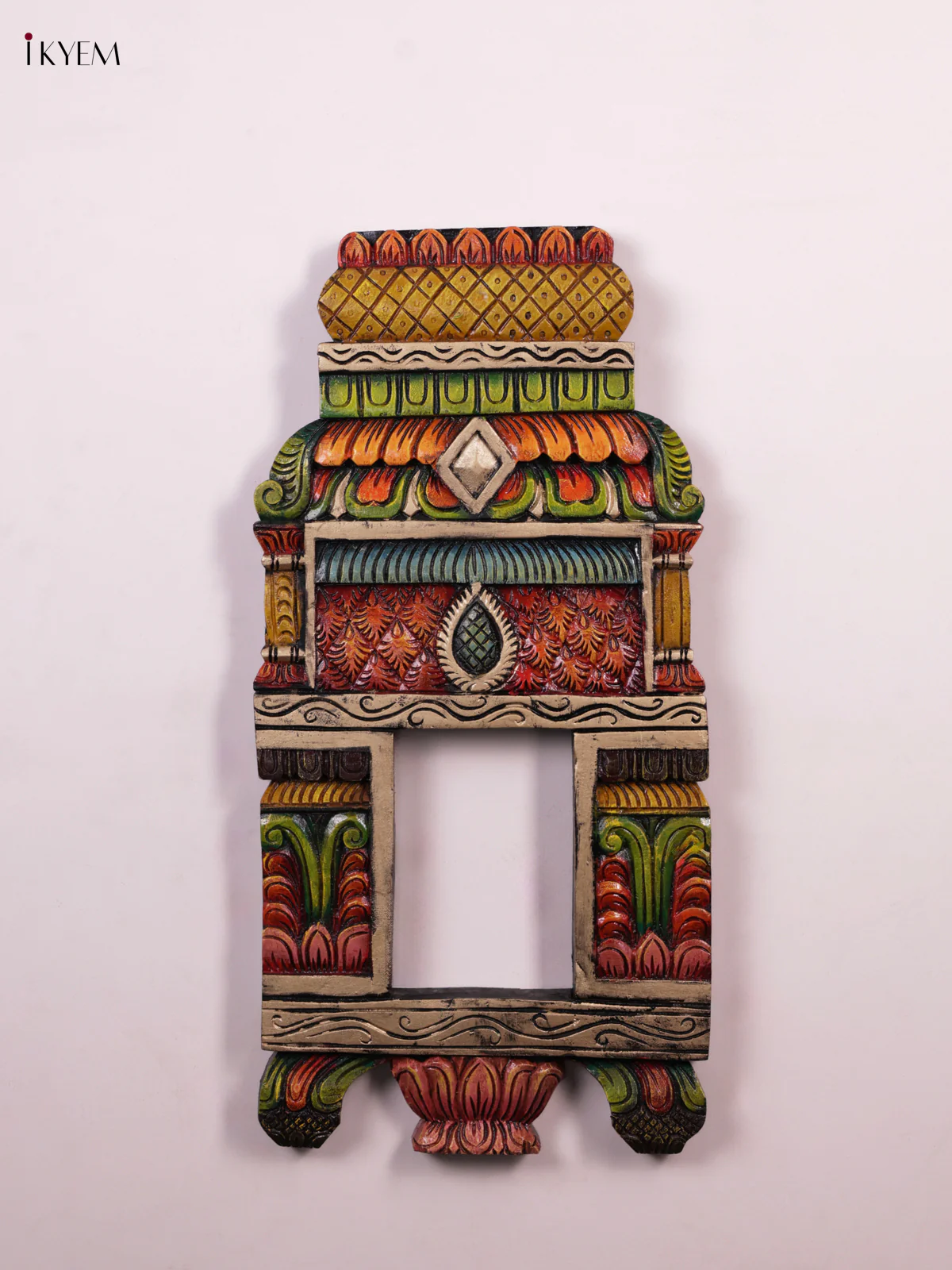 Wooden Hand Carved Painted - Gopuram Panel - (24x12) - KEB0962