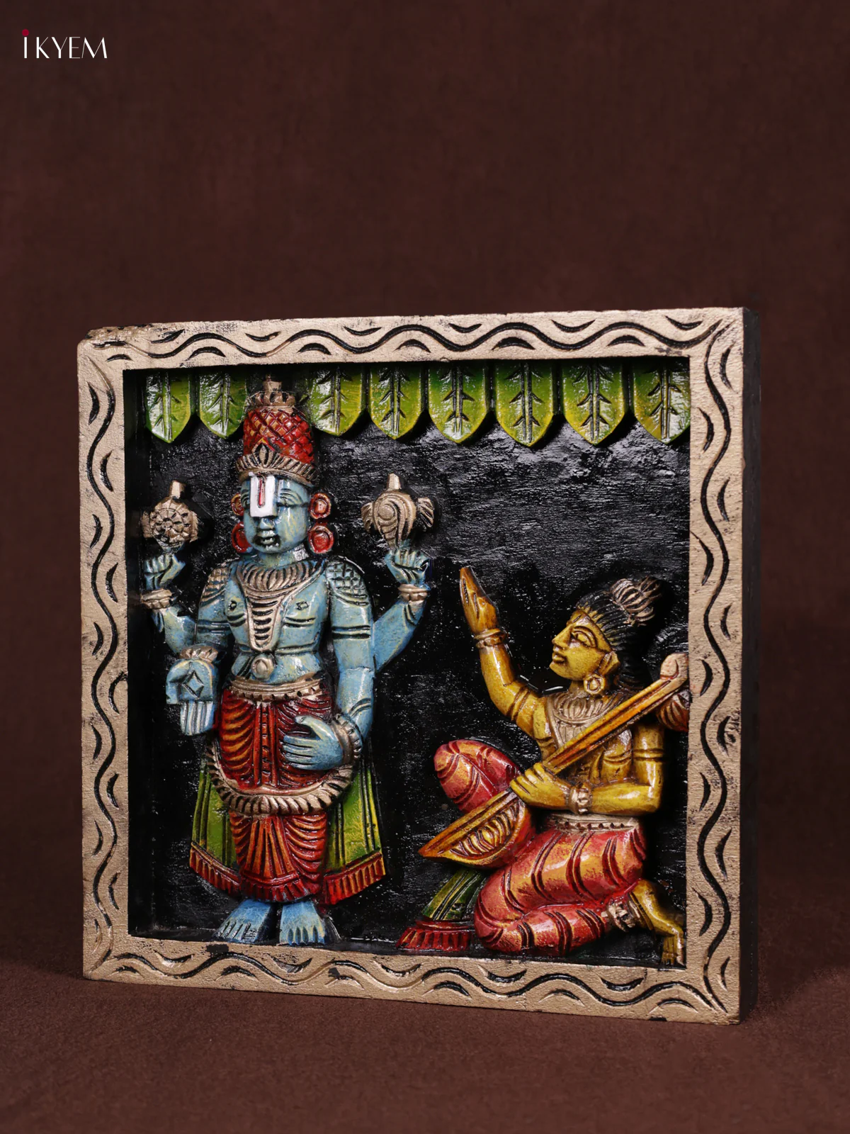 Wooden Hand Carved Painted - Balaji Panel - (12x12) - KEB0964 - Image 2