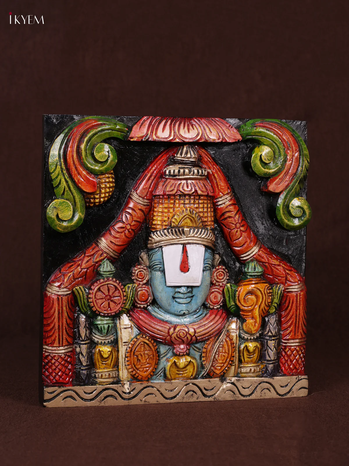 Wooden Hand Carved Painted - Balaji Panel - (12x12) - KEB0966 - Image 3