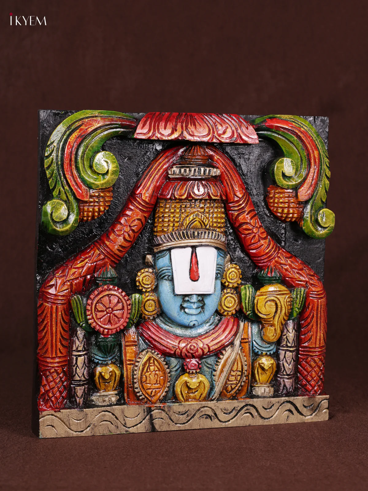 Wooden Hand Carved Painted - Balaji Panel - (12x12) - KEB0968 - Image 2