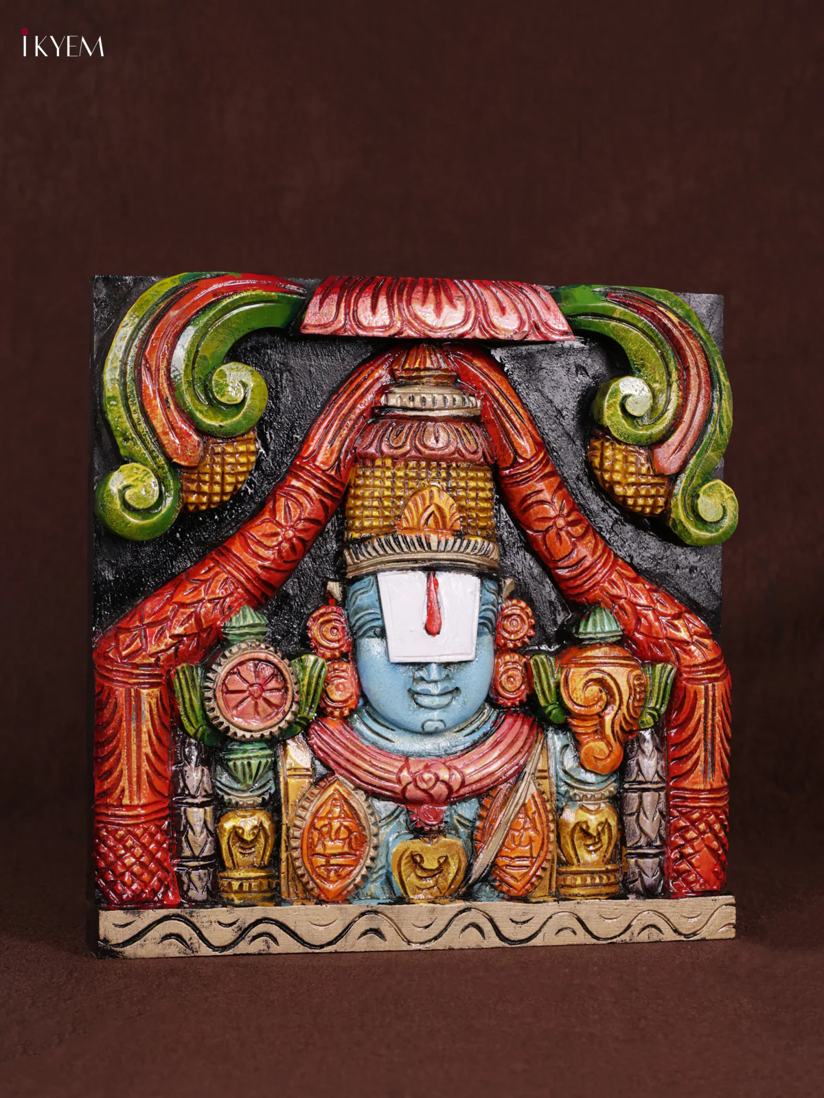 Wooden Hand Carved Painted - Balaji Panel - (12x12) - KEB0970 - Image 3