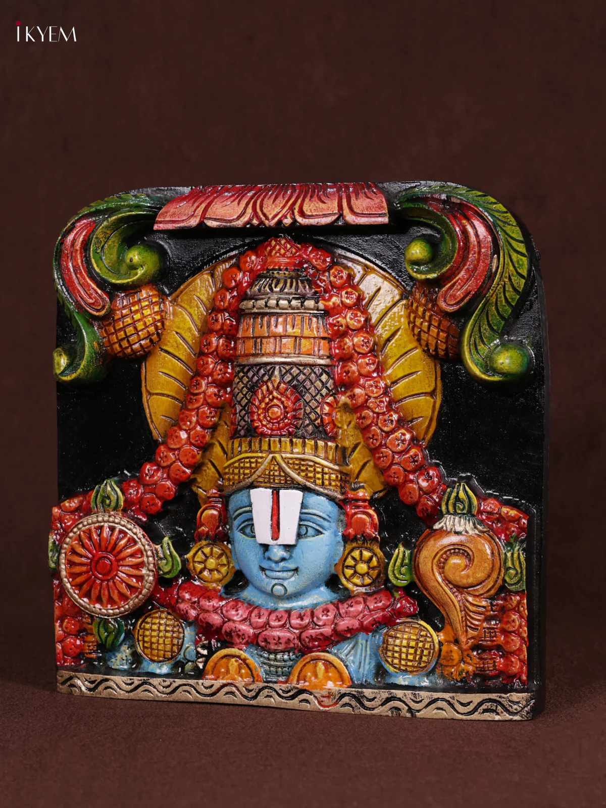 Wooden Hand Carved Painted - Balaji Panel - (12x12) - KEB0973 - Image 2