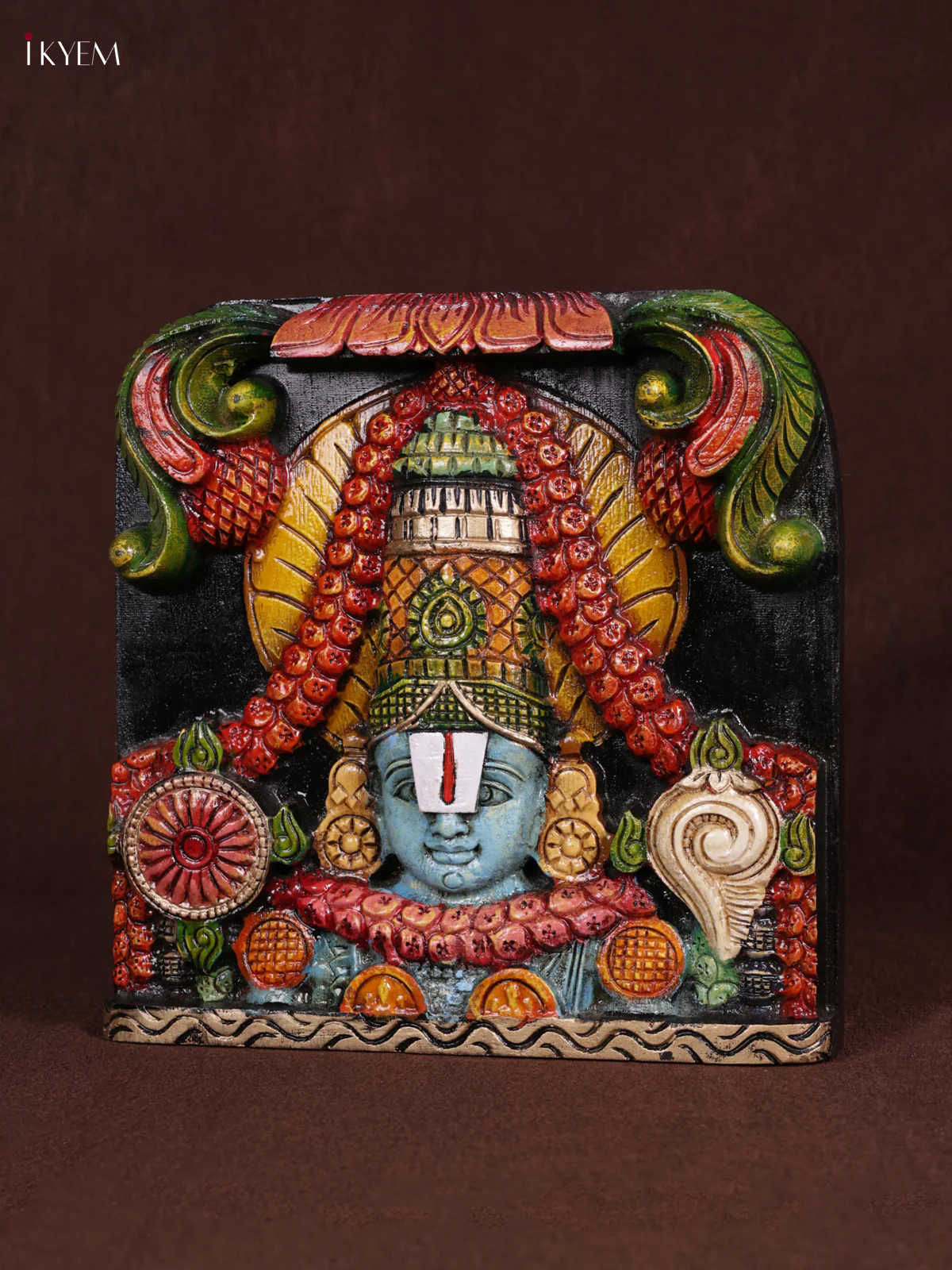 Wooden Hand Carved Painted - Balaji Panel - (12x12) - KEB0974 - Image 3