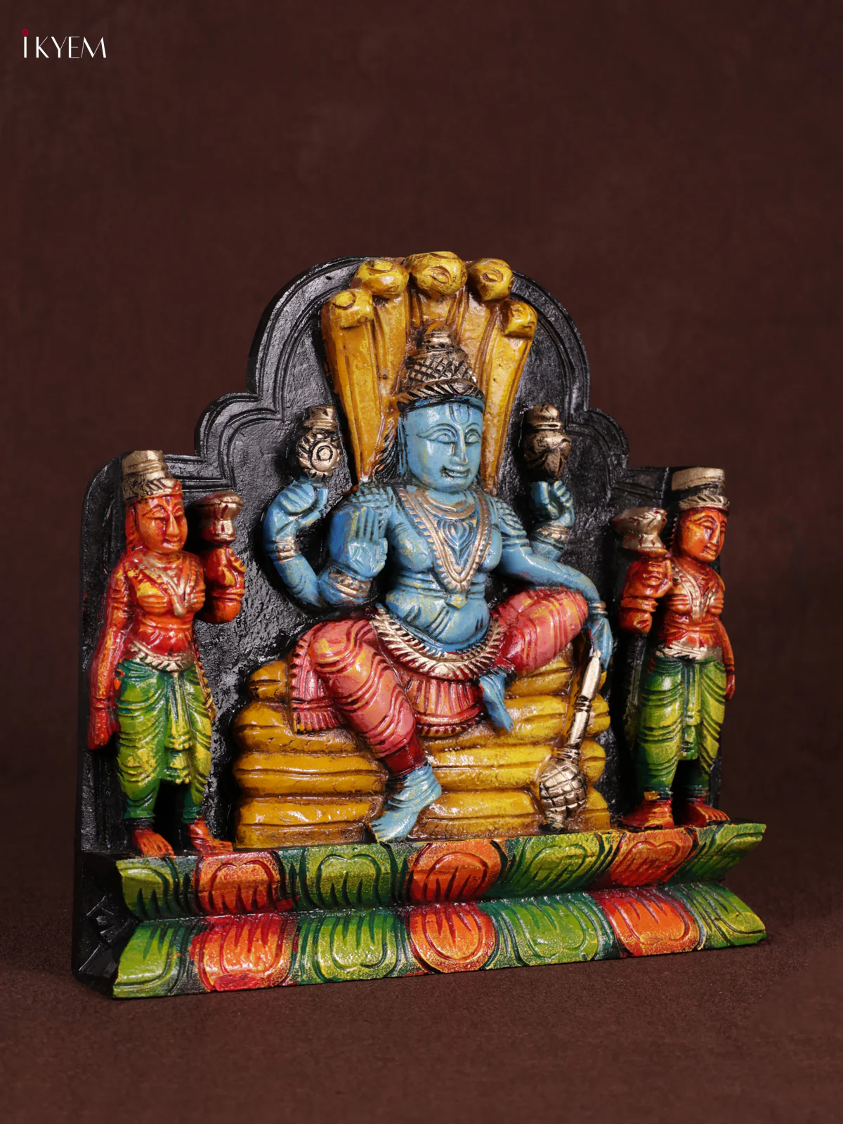 Wooden Hand Carved Painted - Vishnu Panel - (12x12) - KEB0992 - Image 3