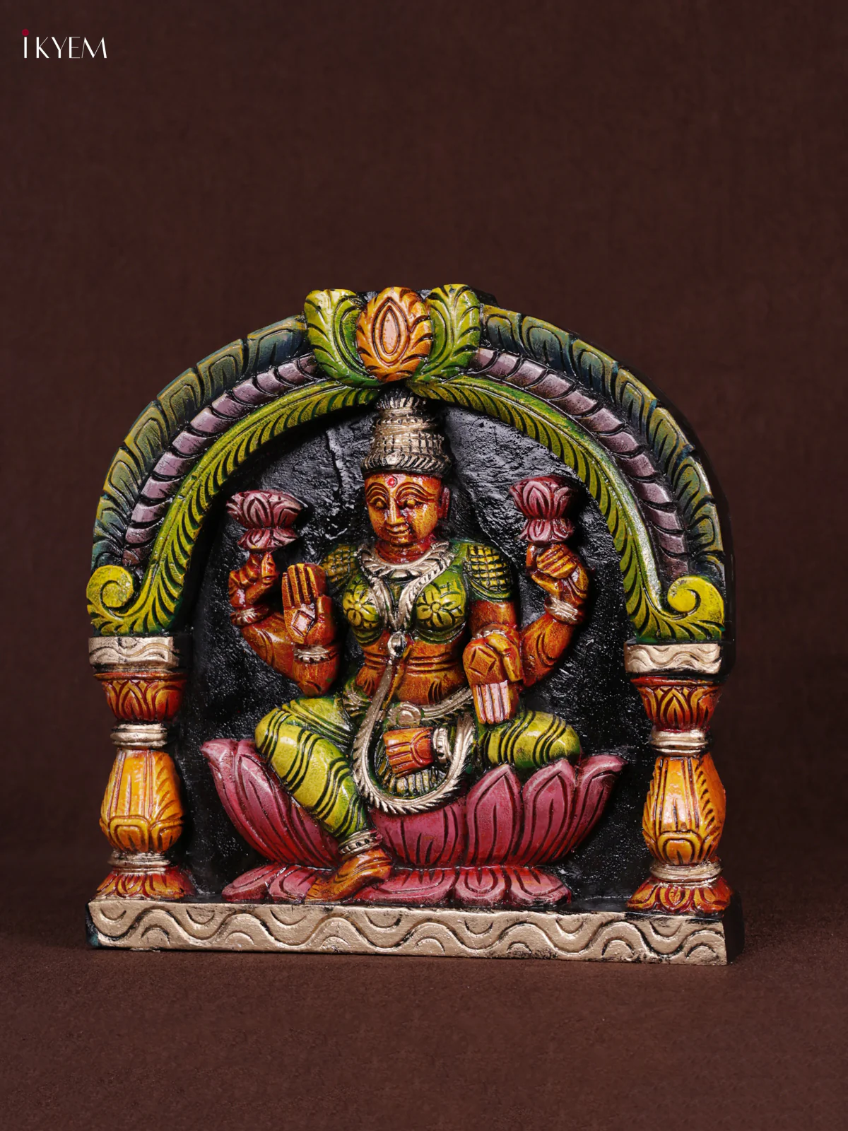 Wooden Hand Carved Painted - Lakshmi Panel - (12x12) - KEB0993 - Image 2
