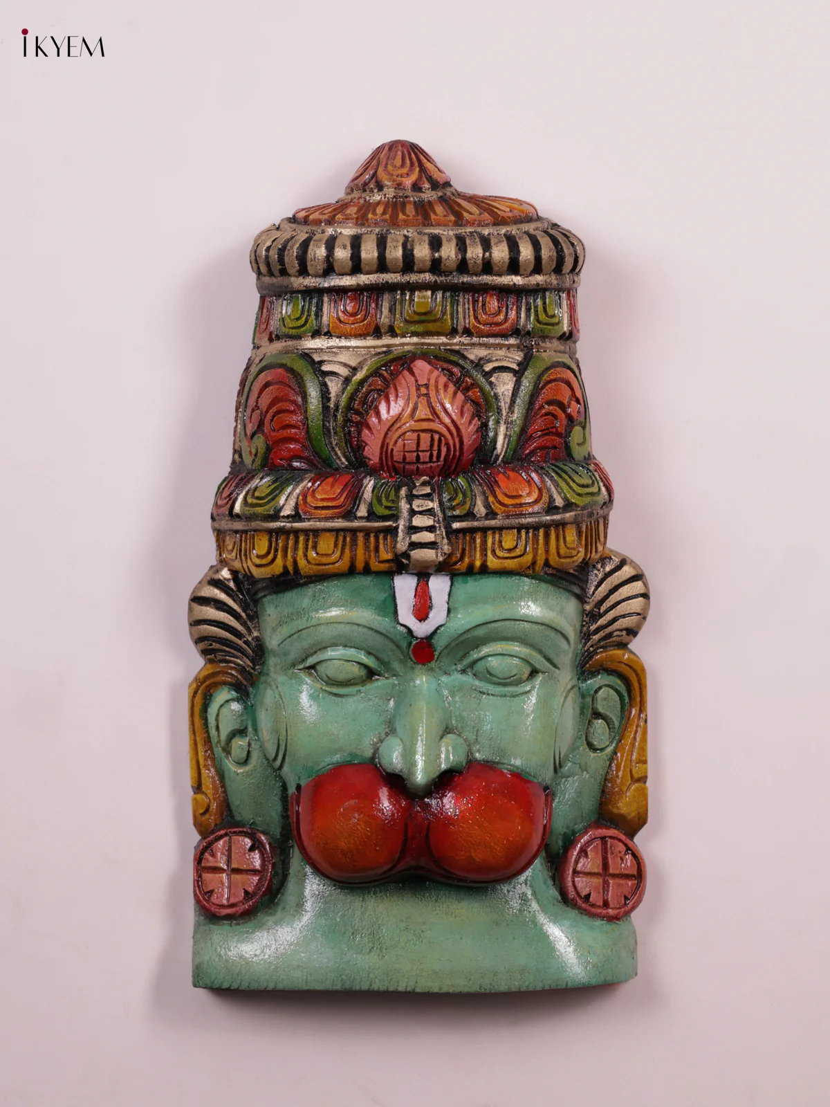 Wooden Hand Carved Painted - Hanuman Wall Panel - KEB0997