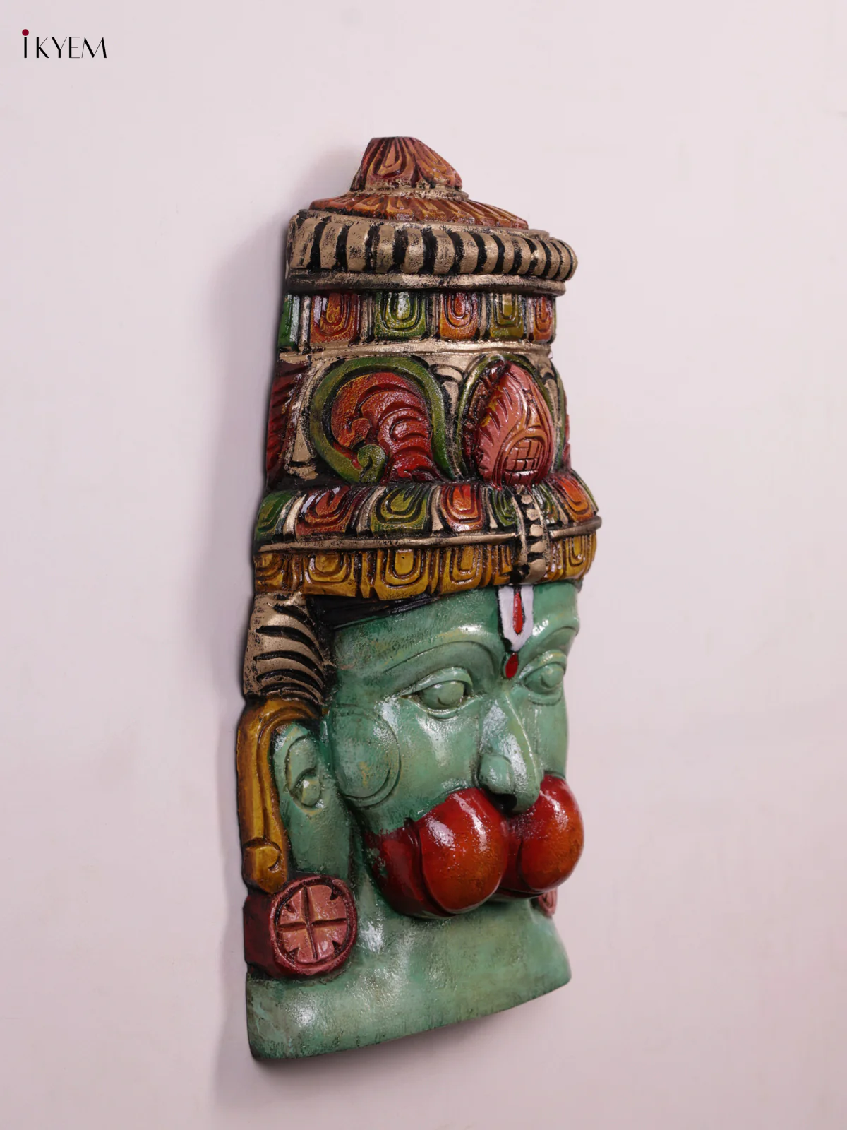 Wooden Hand Carved Painted - Hanuman Wall Panel - KEB0997 - Image 3