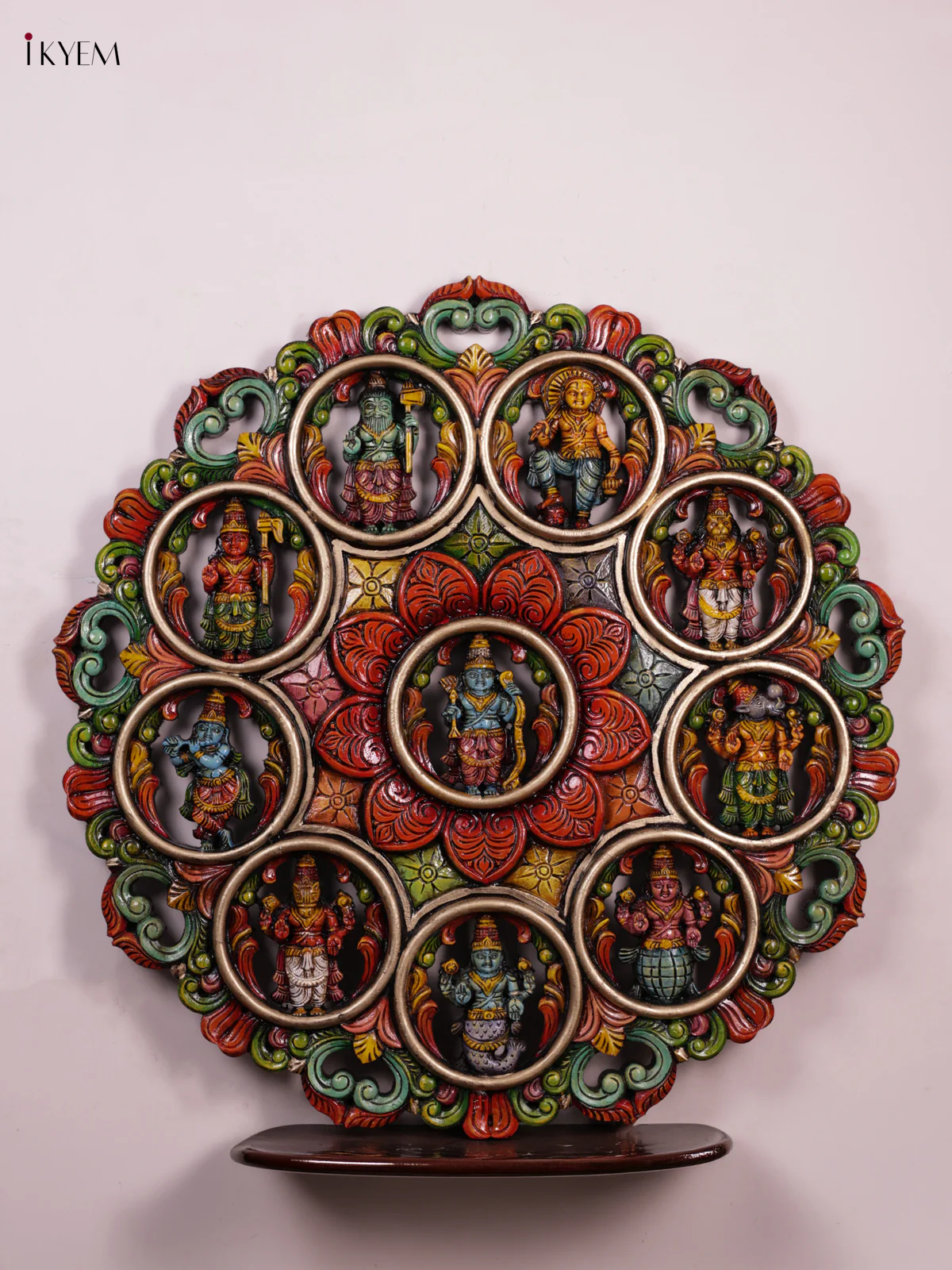 Wooden Hand Carved Painted - Dasavatharam - (36x36) - KEB1006