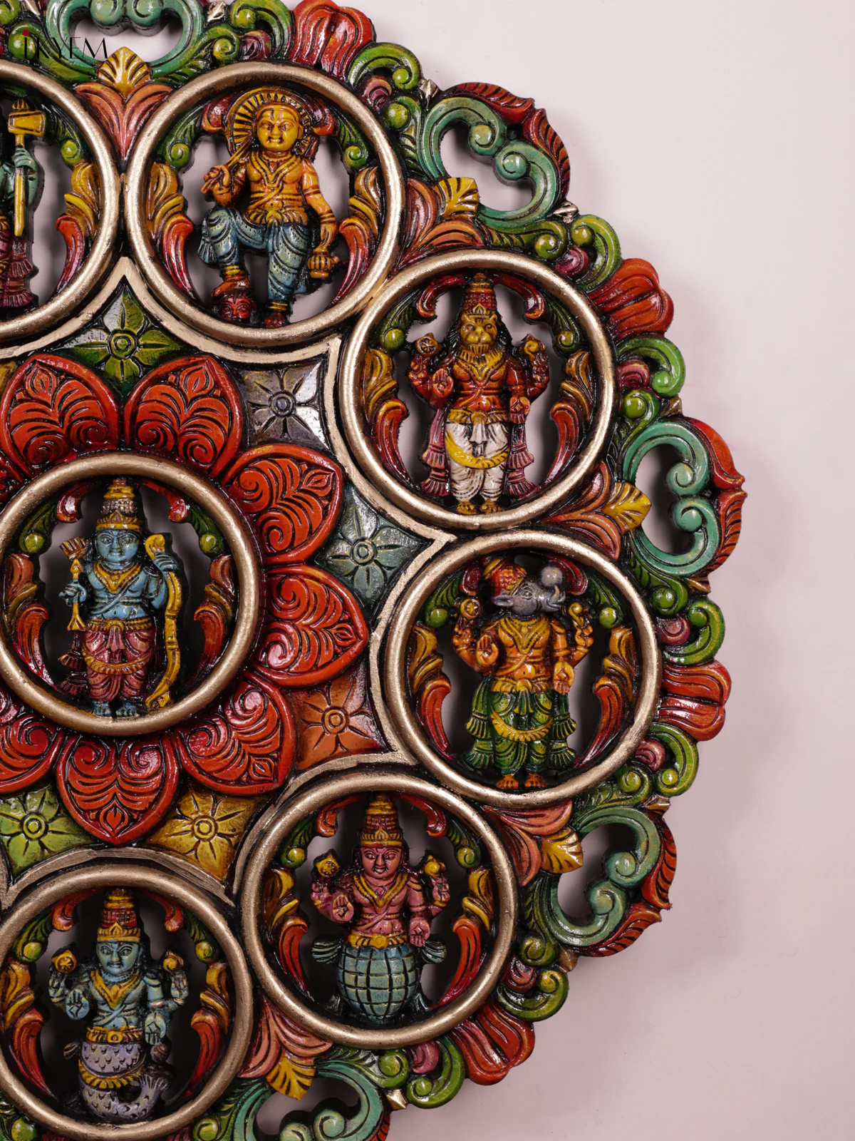 Wooden Hand Carved Painted - Dasavatharam - (36x36) - KEB1006 - Image 4