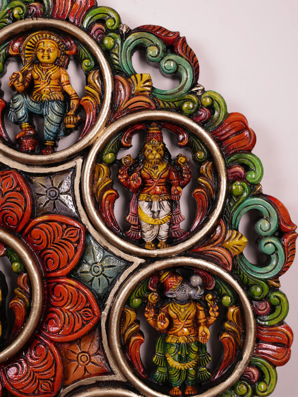 Wooden Hand Carved Painted - Dasavatharam - (36x36) - KEB1006 - Image 5