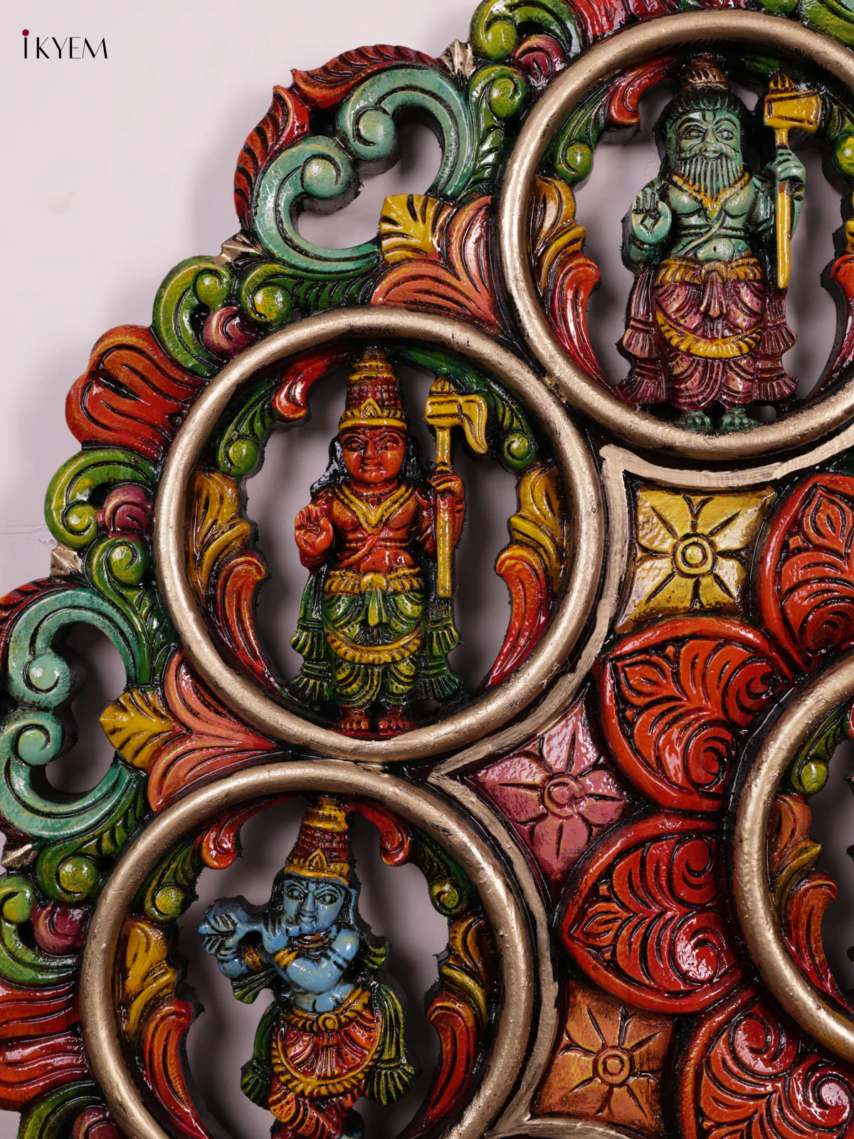 Wooden Hand Carved Painted - Dasavatharam - (36x36) - KEB1006 - Image 6