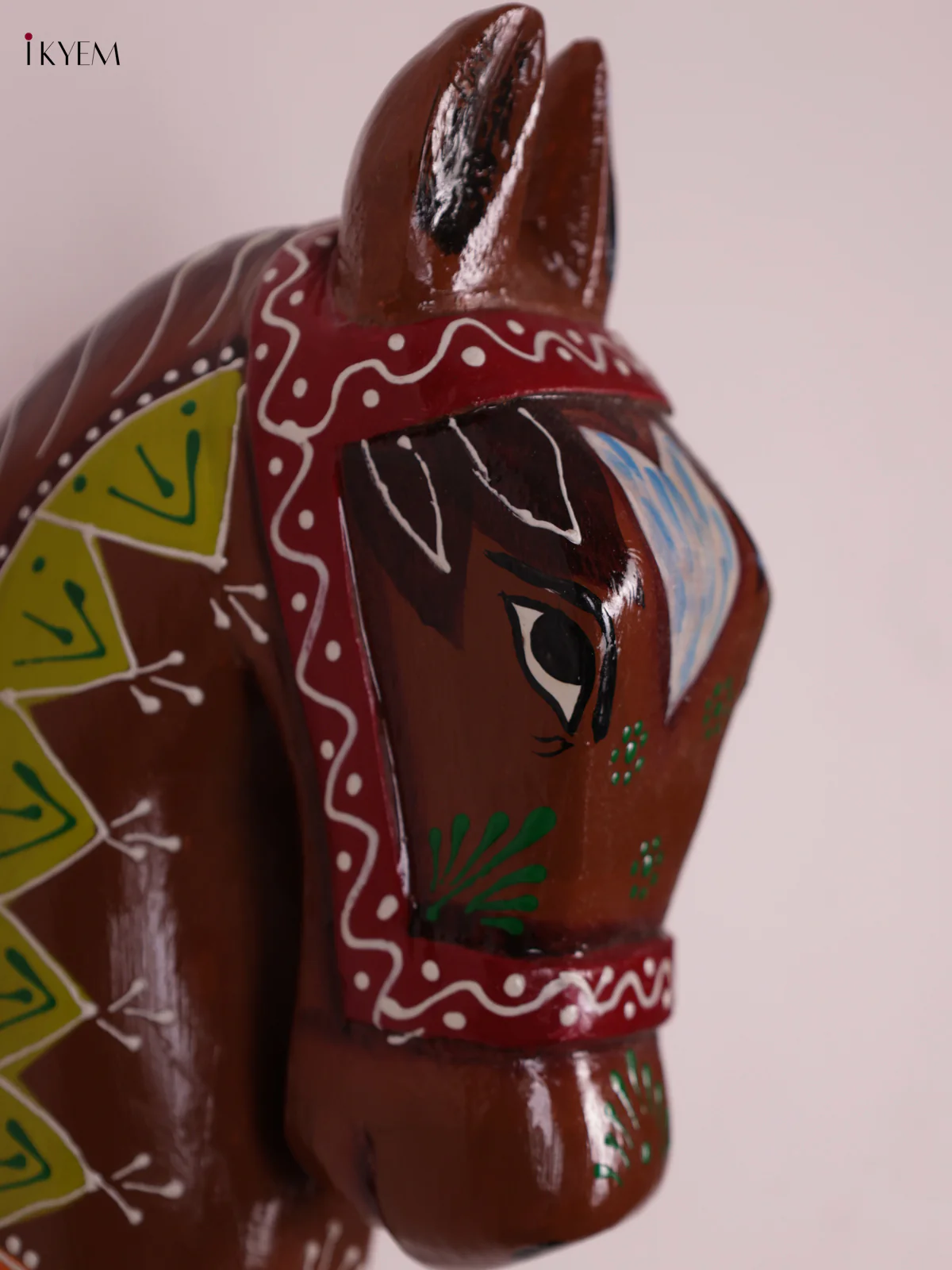 Wooden Hand Carved Painted Horse Head Wall Hanging - Brown - KEB1021 - Image 2