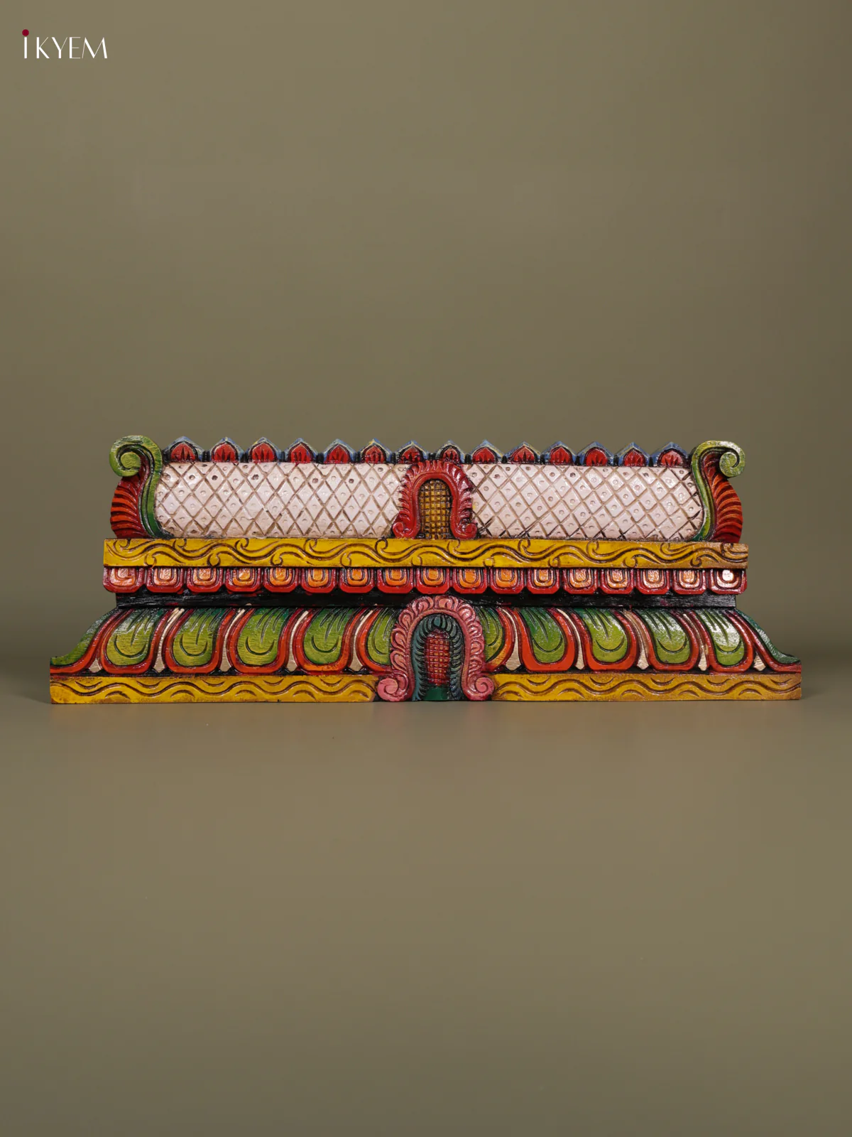 Wooden Hand Carved Painted Gopuram Panel - KEB1101