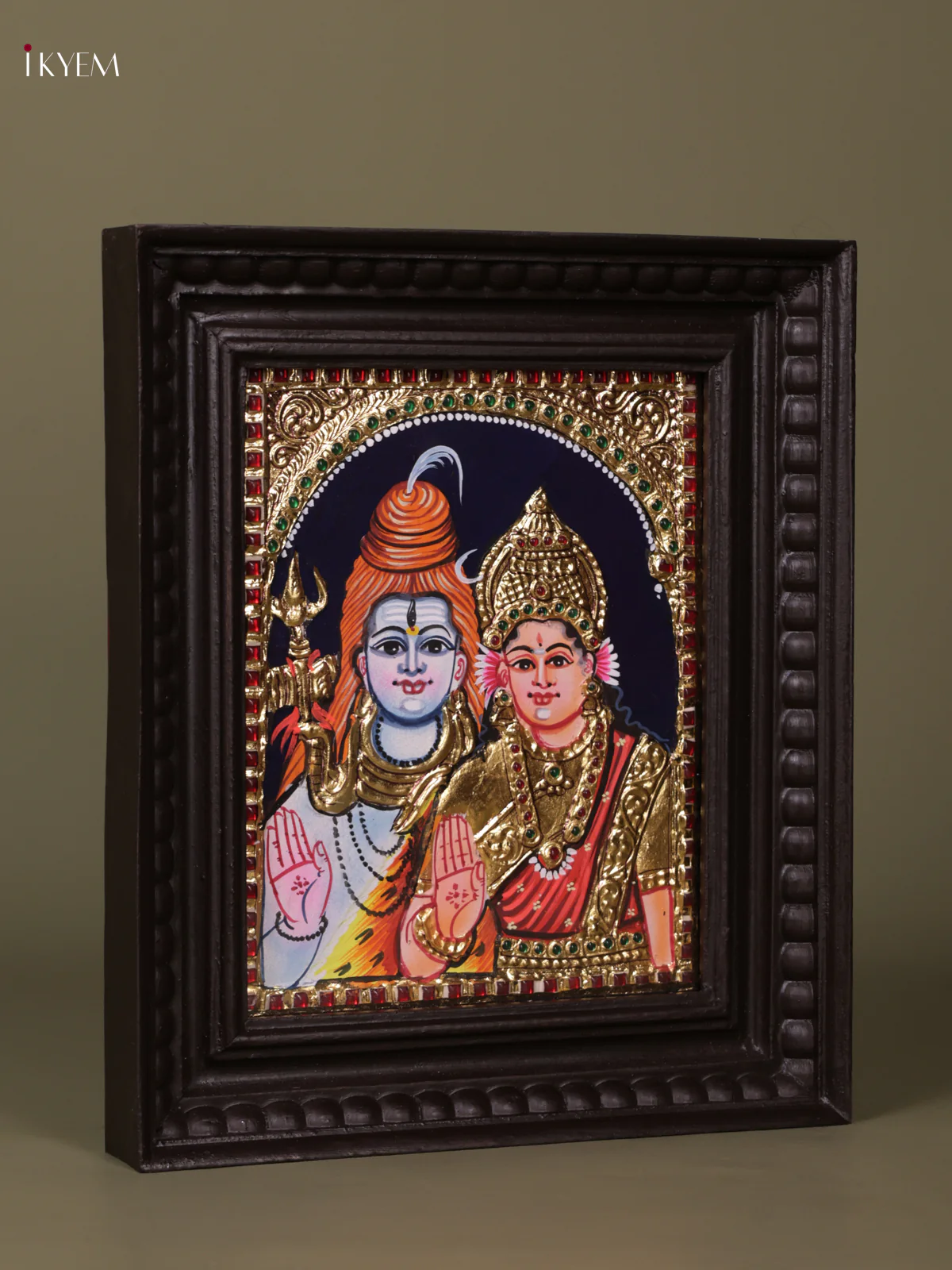 Sivan Parvathi Tanjore painting (13*11) - KEB1229 - Image 3