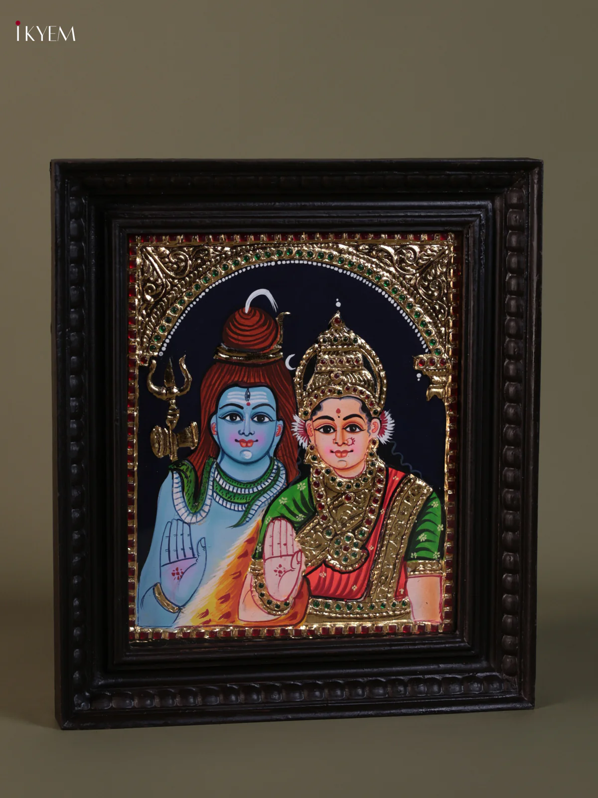 Sivan Parvathi Tanjore painting (15*13) - KEB1252 - Image 2