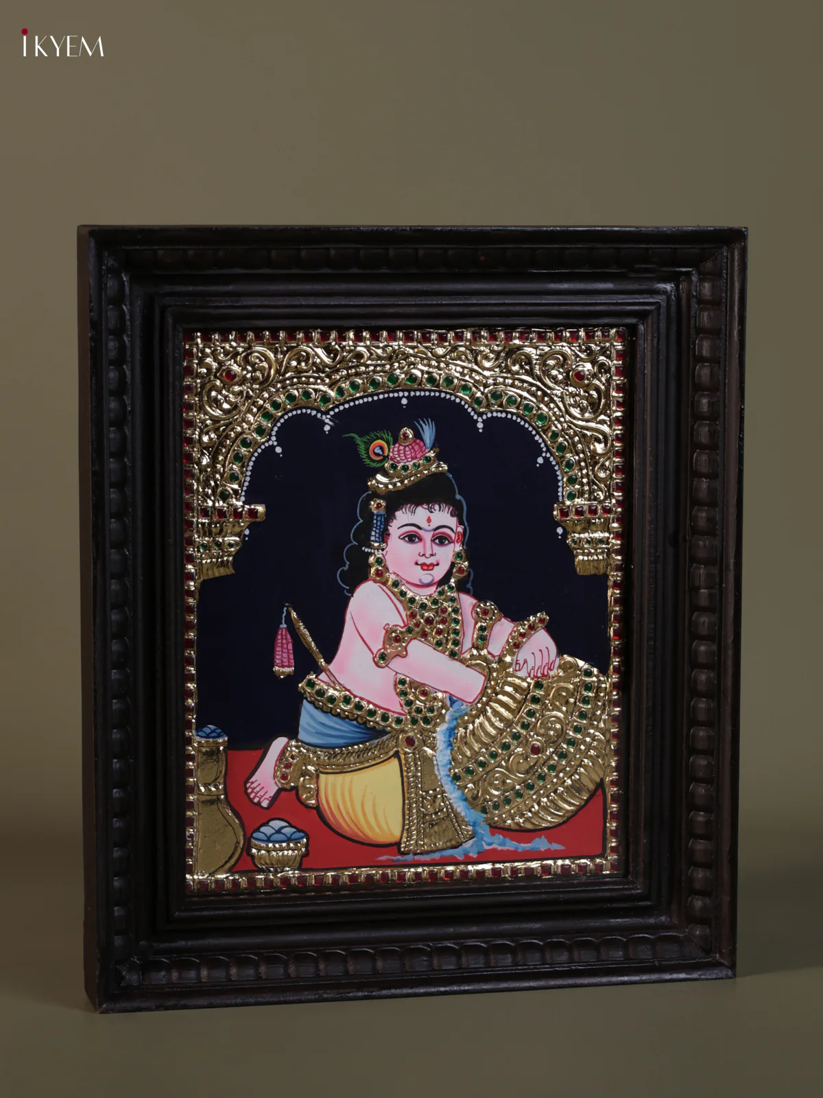 Butter Krishna Tanjore painting (15*13) - KEB1254 - Image 2