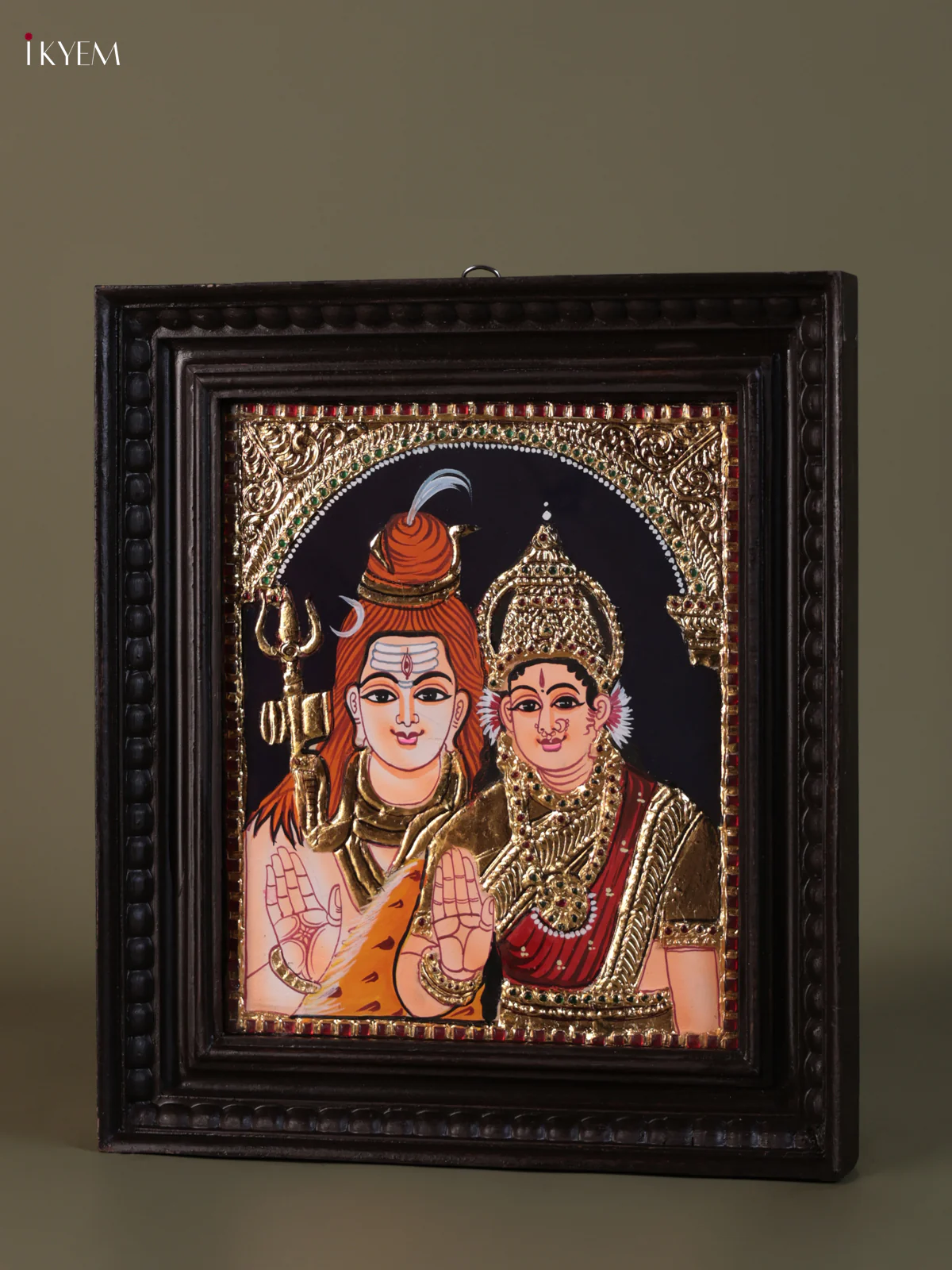 Sivan Parvathi Tanjore painting (15*13) - KEB1259 - Image 3