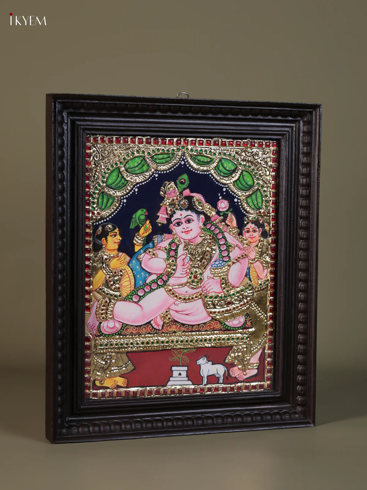 Krishna Bama Rukmani Tanjore painting (18*15) - KEB1302 - Image 2