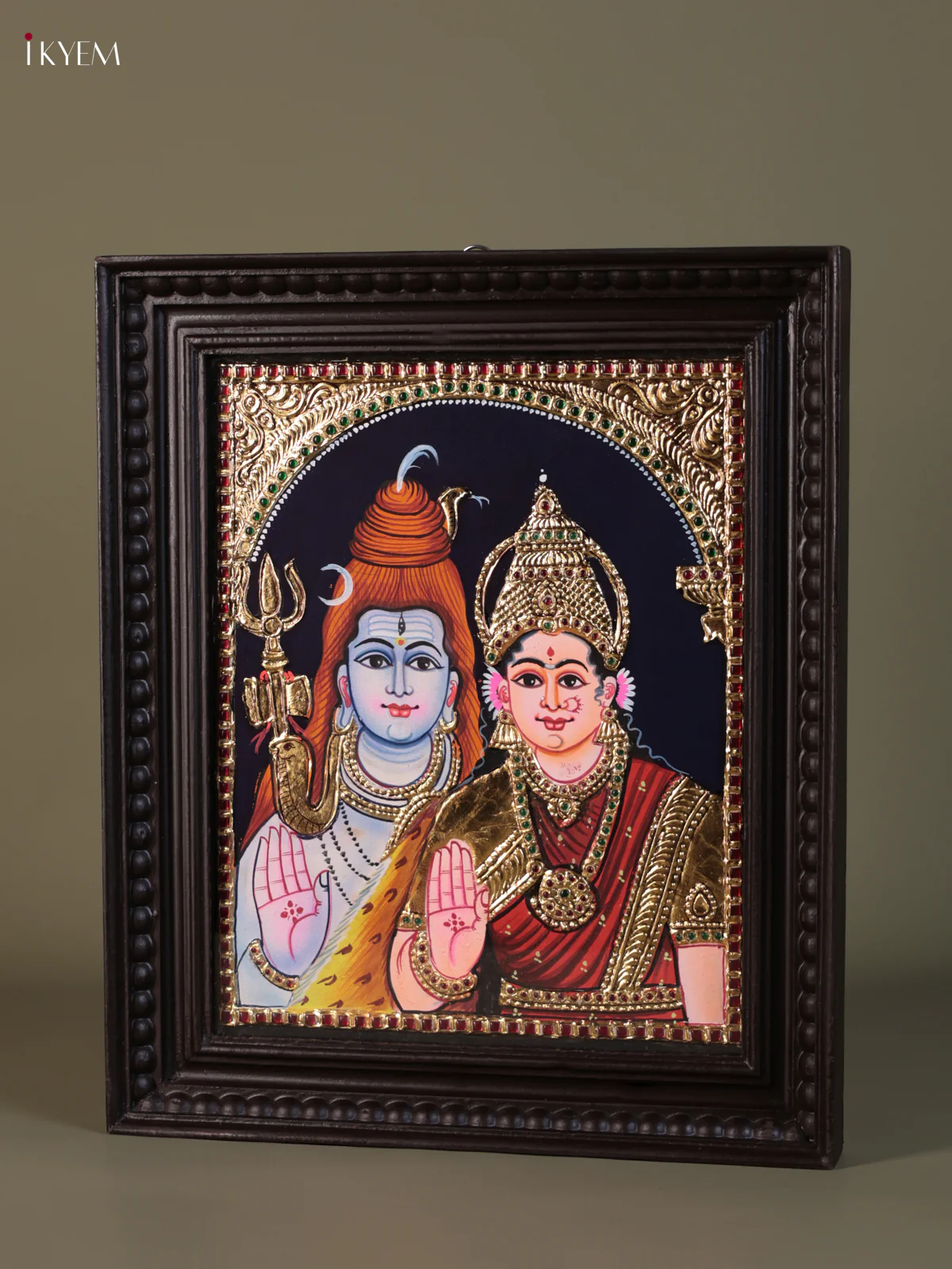 Sivan Parvathi Tanjore painting (18*15) - KEB1303 - Image 3
