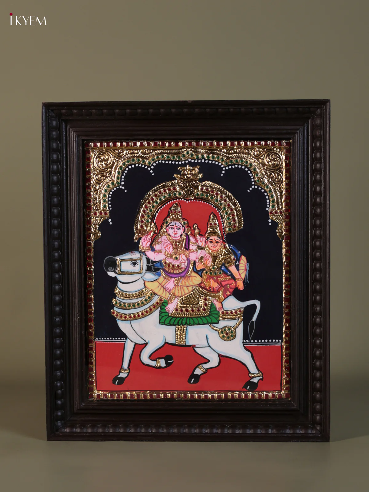 Sivan Parvathi nandhi Tanjore painting (18*15) - KEB1306