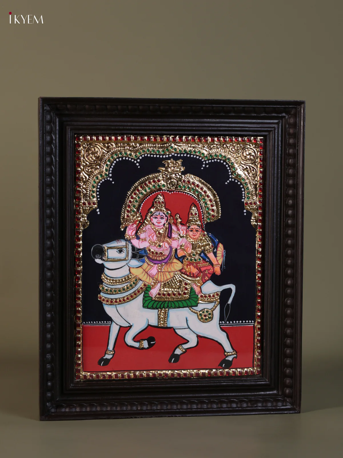Sivan Parvathi nandhi Tanjore painting (18*15) - KEB1306 - Image 2