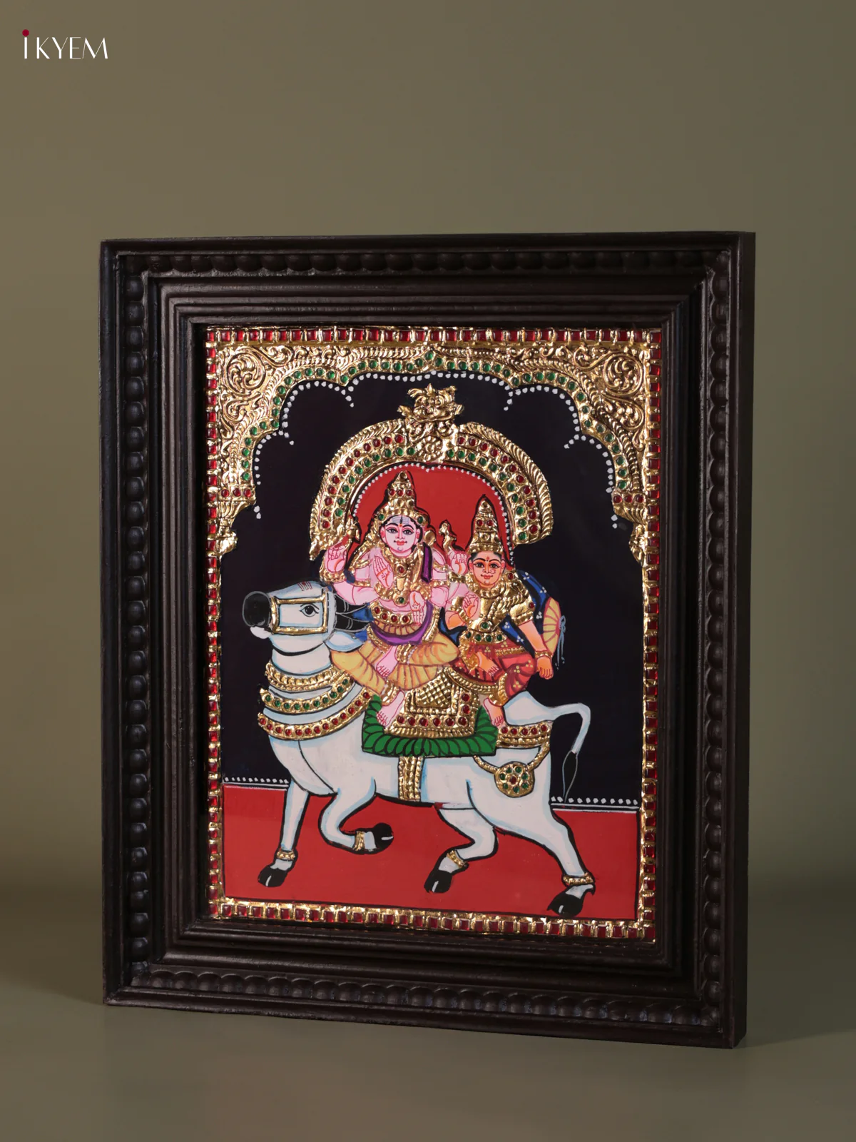 Sivan Parvathi nandhi Tanjore painting (18*15) - KEB1306 - Image 3
