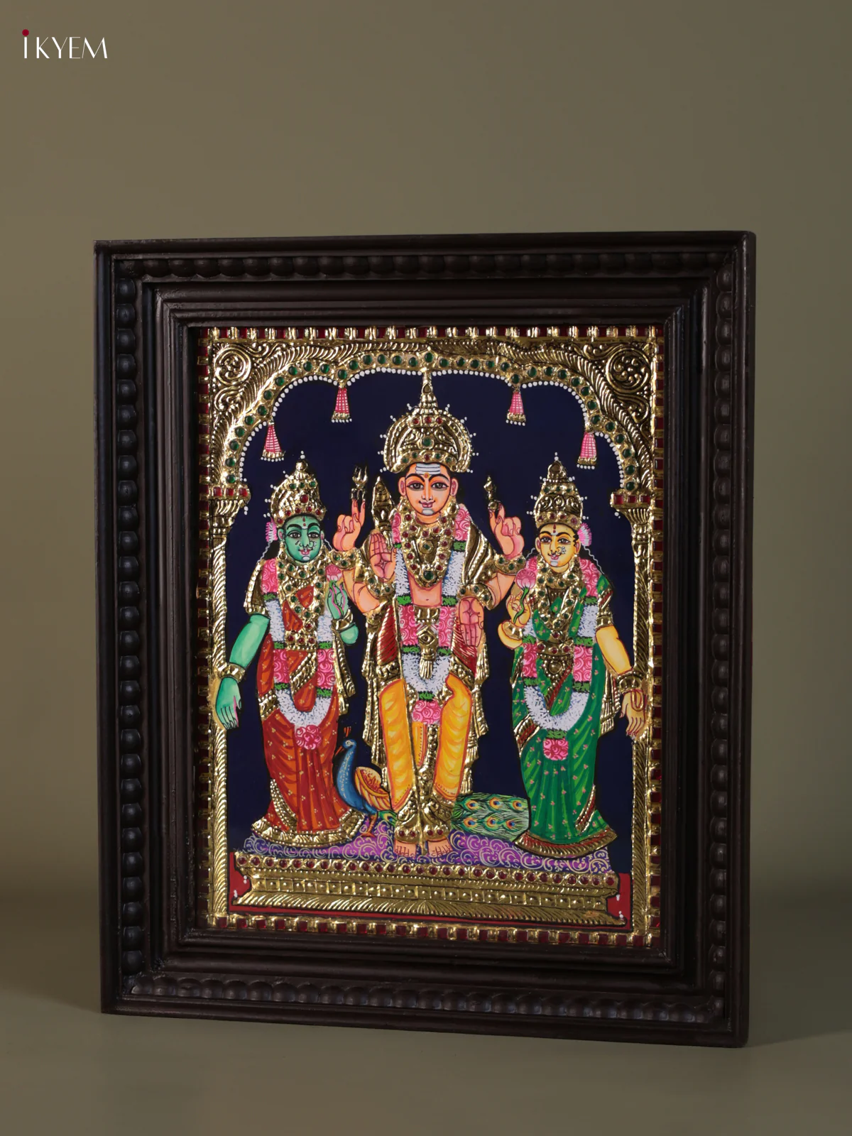 Murugar Valli Deivanai Tanjore painting (18*15) - KEB1308 - Image 3