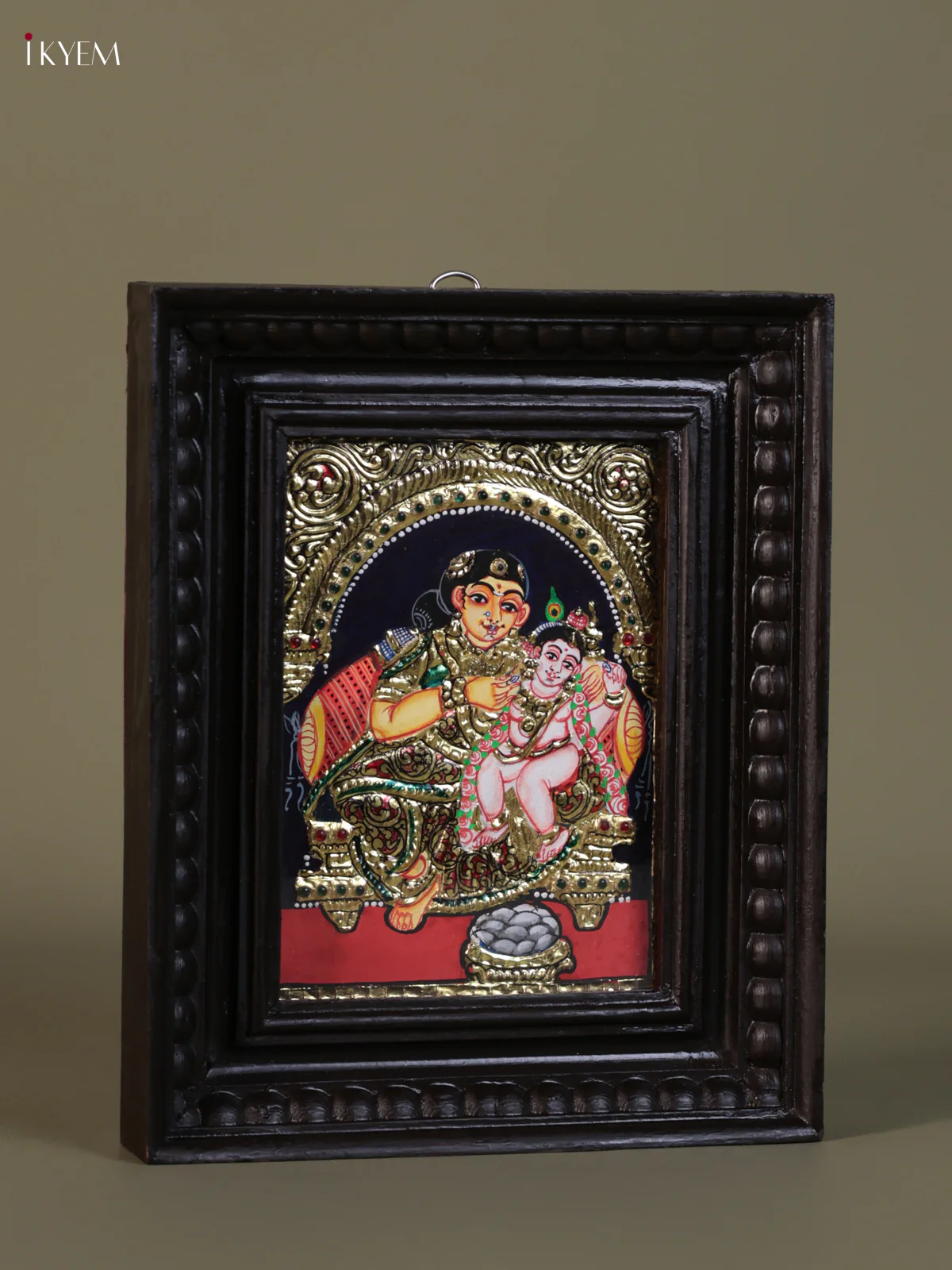 Krishna Yashoda Tanjore painting (10*8) - KEB1342 - Image 3