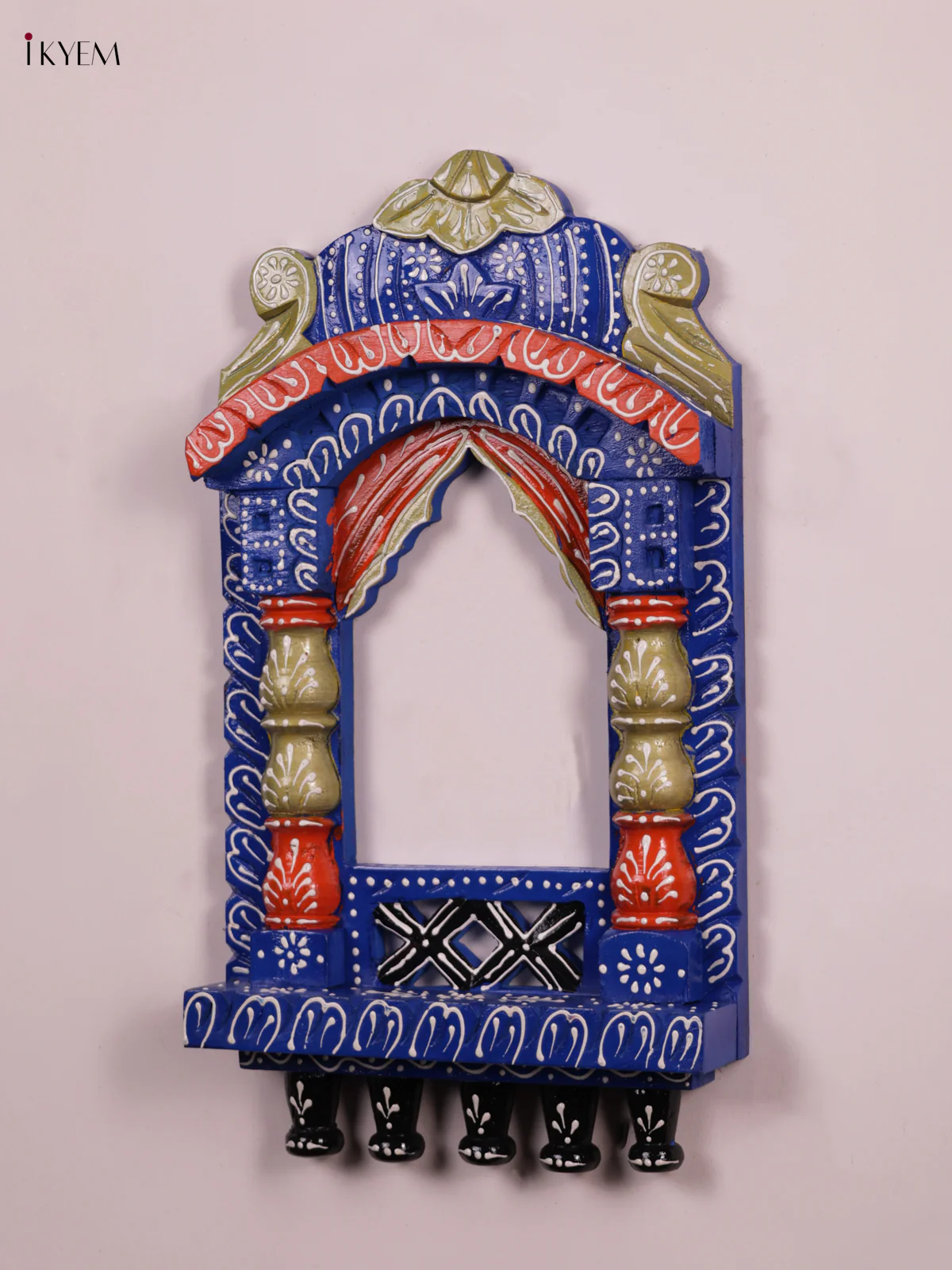 Wooden Hand Painted - Jharokha - Blue - KEB1404 - Image 2
