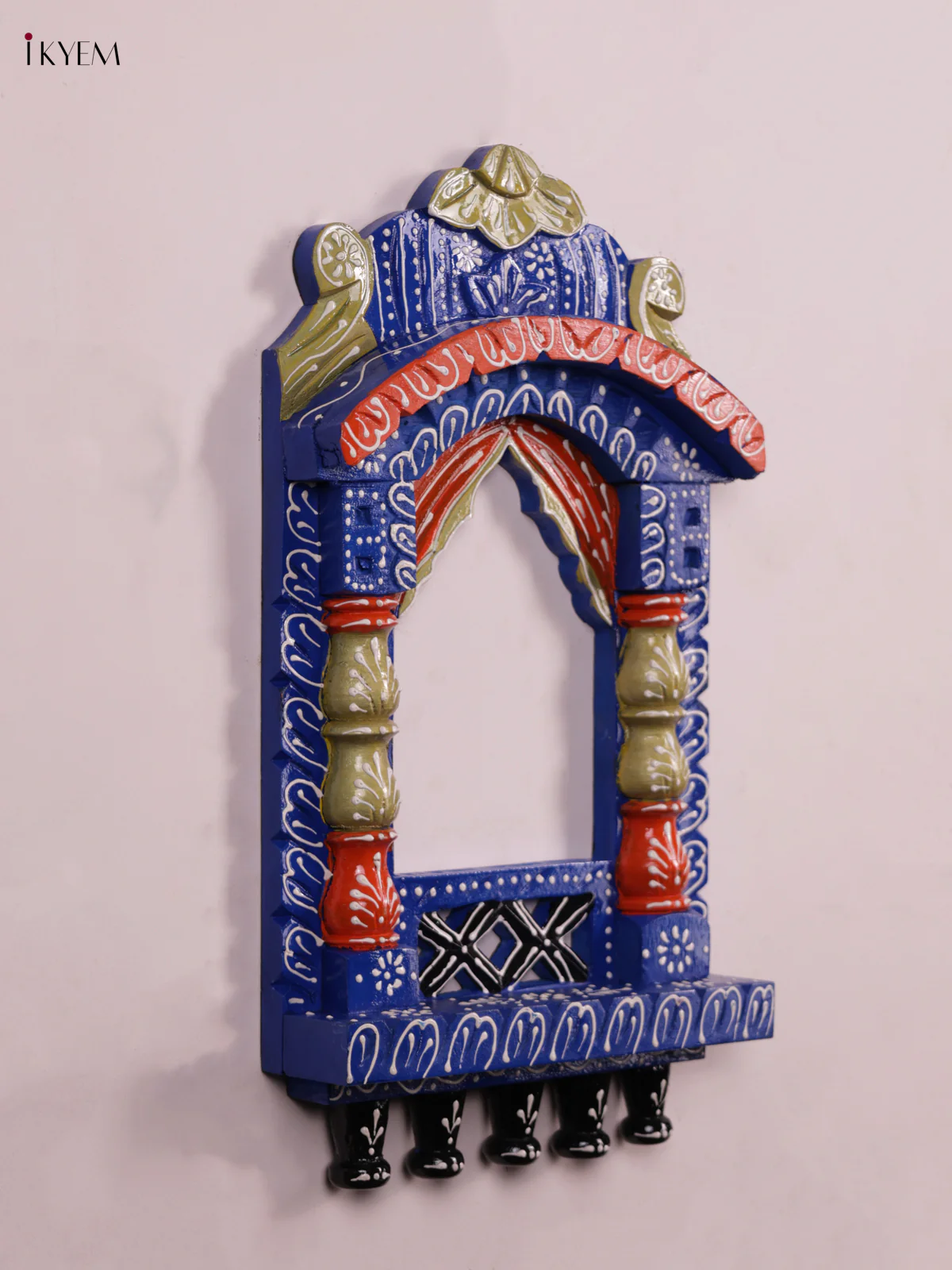Wooden Hand Painted - Jharokha - Blue - KEB1404 - Image 3