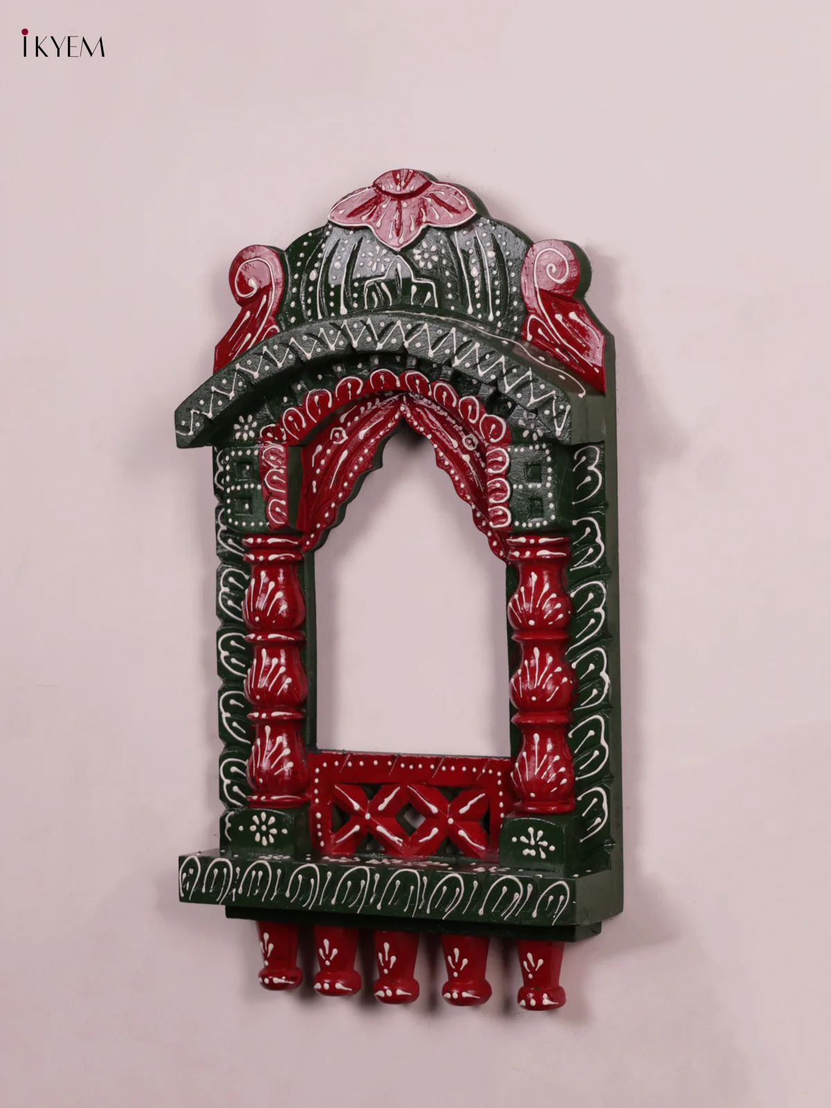 Wooden Hand Painted - Jharokha - Green - KEB1405 - Image 2