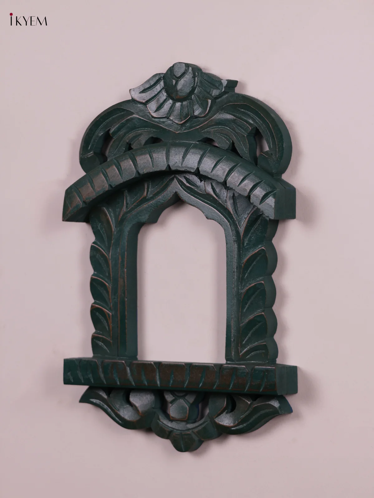 Wooden Hand Painted - Jharokha - Small - Green - Image 3